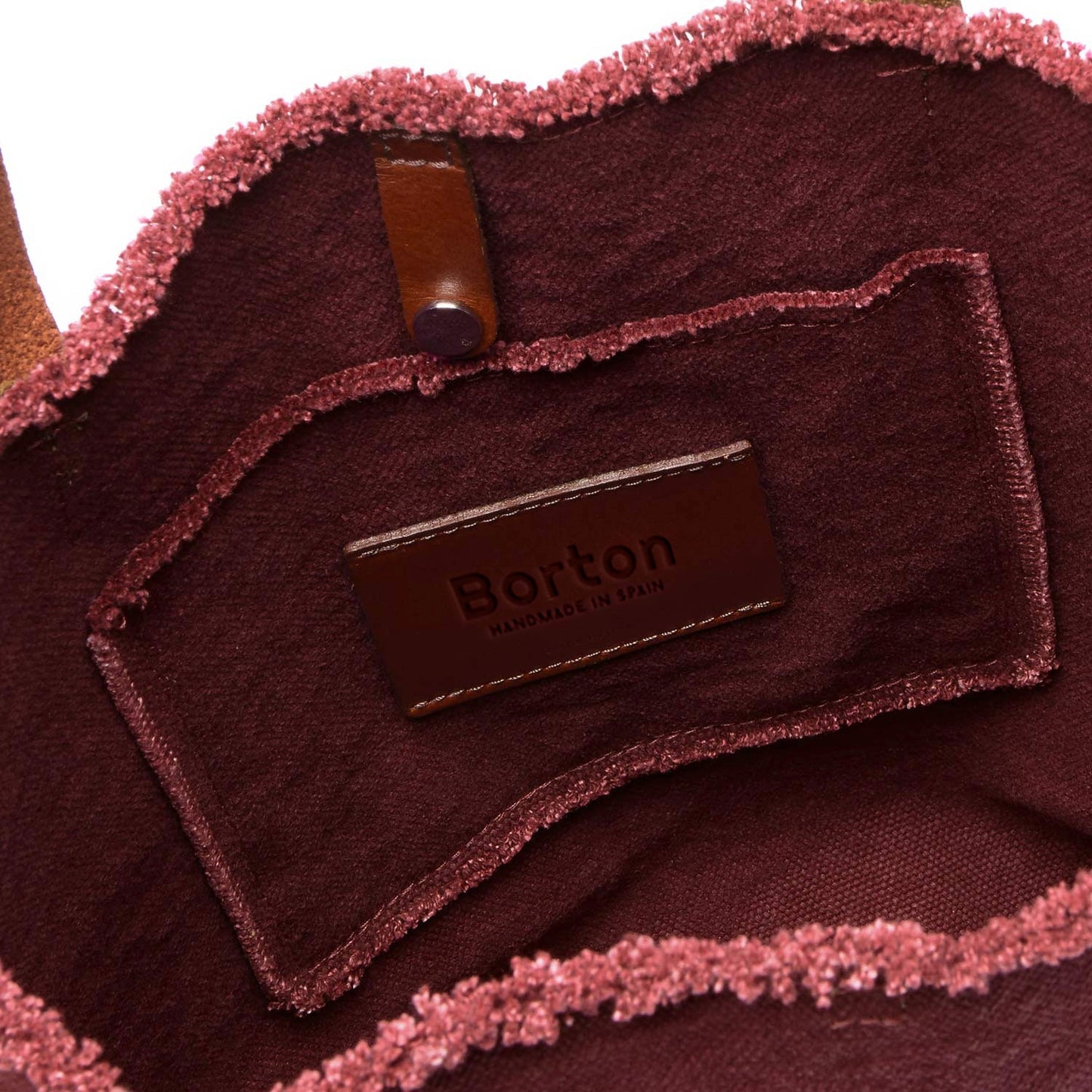 Mery Tote Bag Burgundy Canvas & Tan Leather