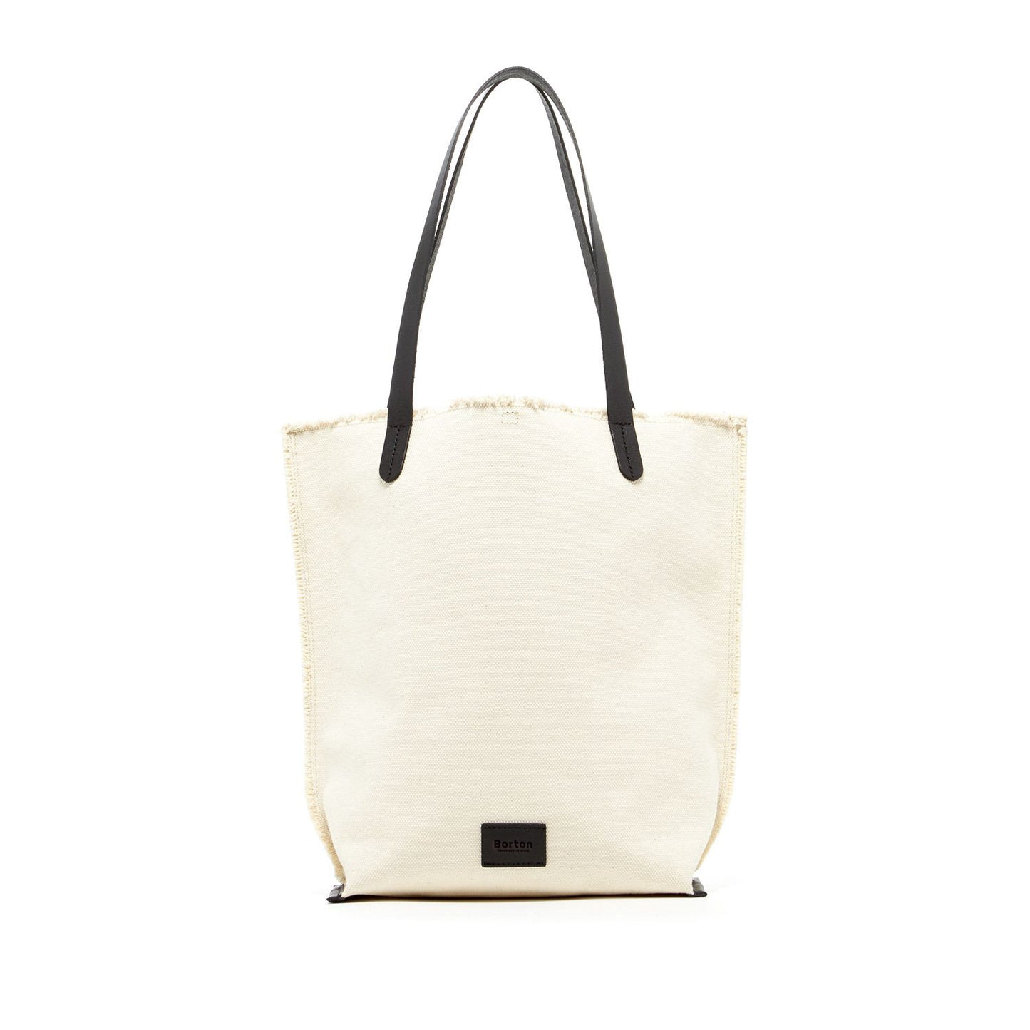 Mery Tote Bag Natural Canvas & Black Leather