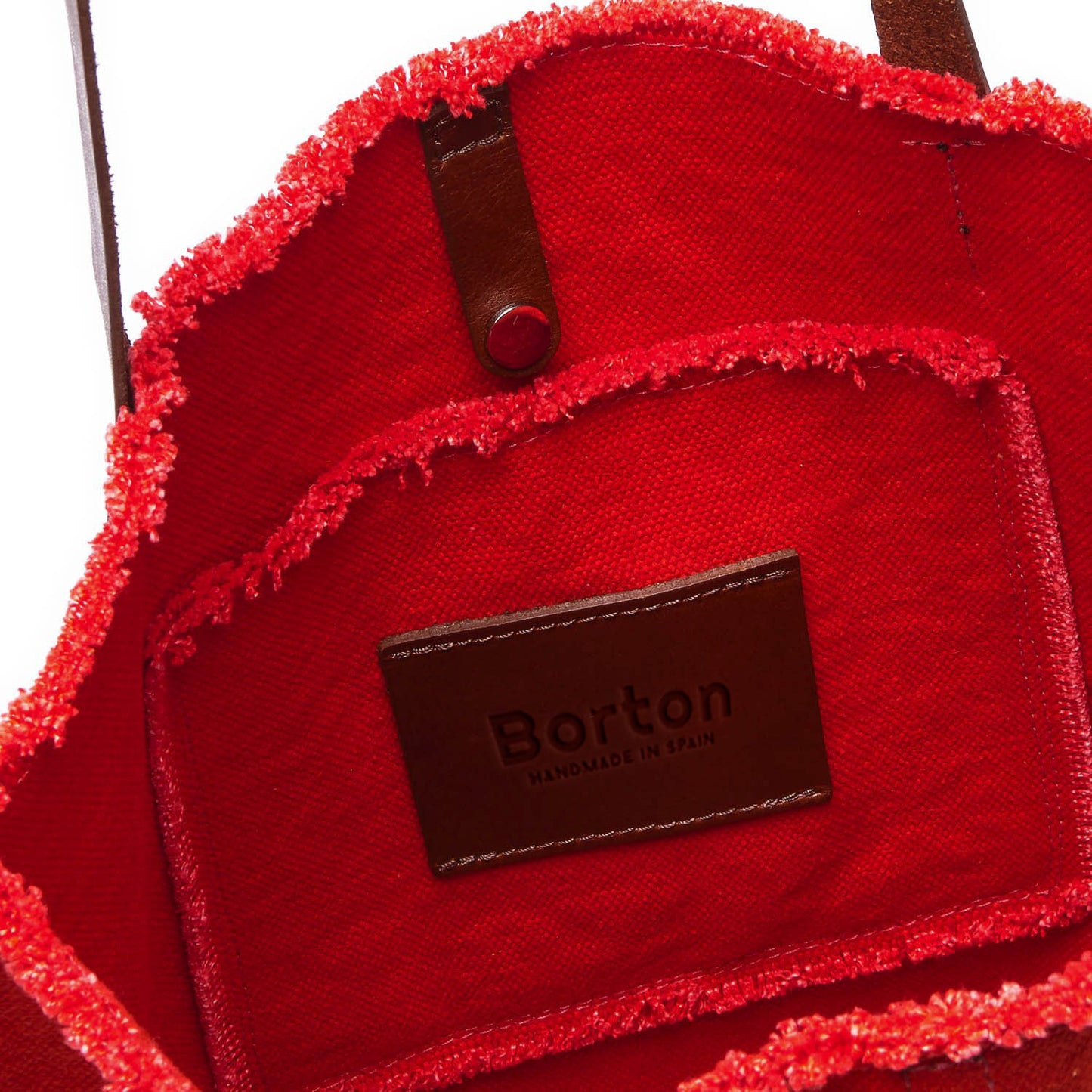 Mery Tote Bag Red Canvas & Tan Leather