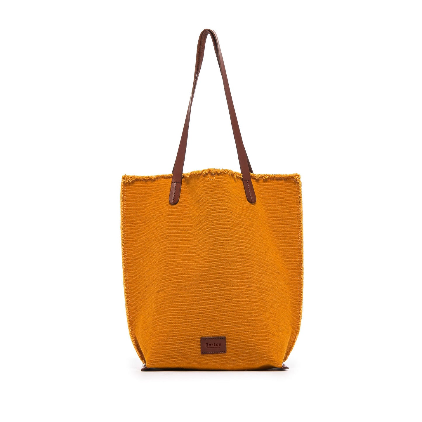 Mery Tote Bag Yellow Canvas & Tan Leather