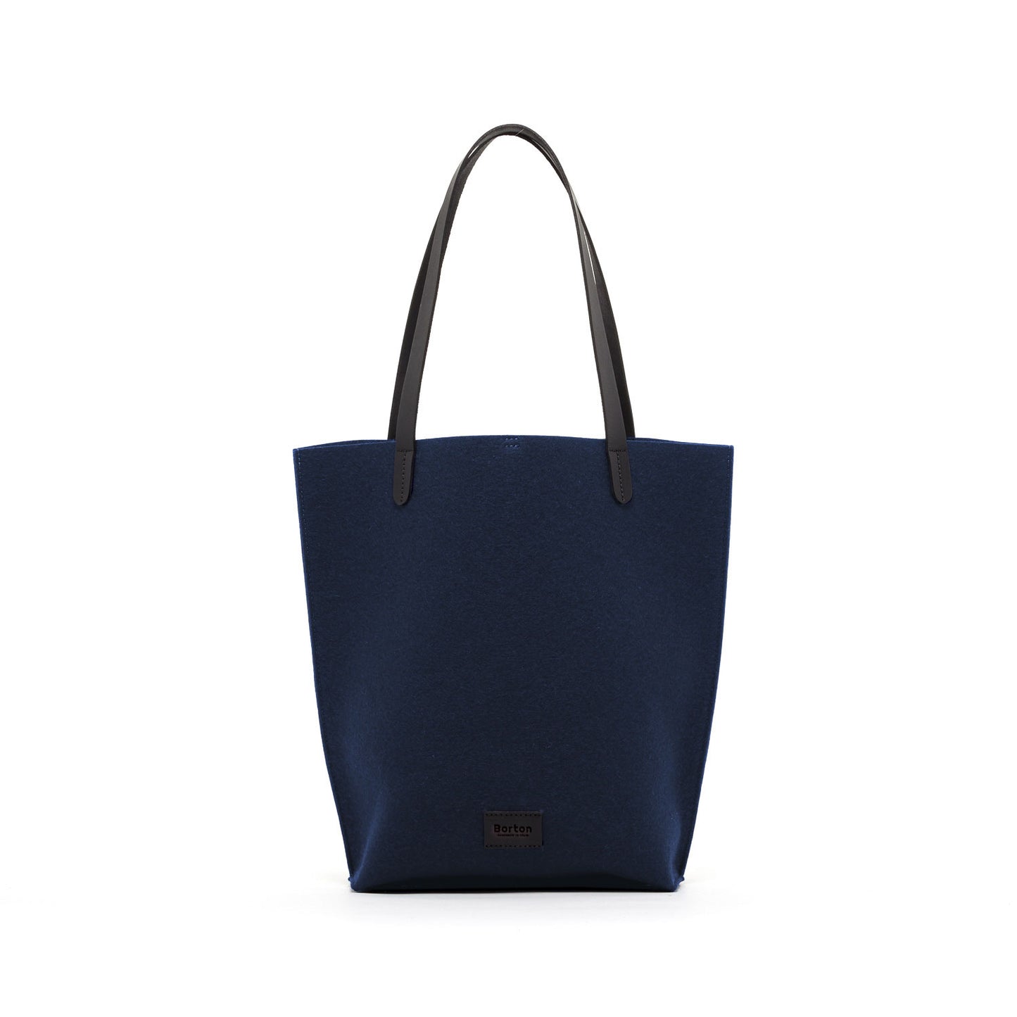 Mery Tote Bag Blue Felt & Black Leather