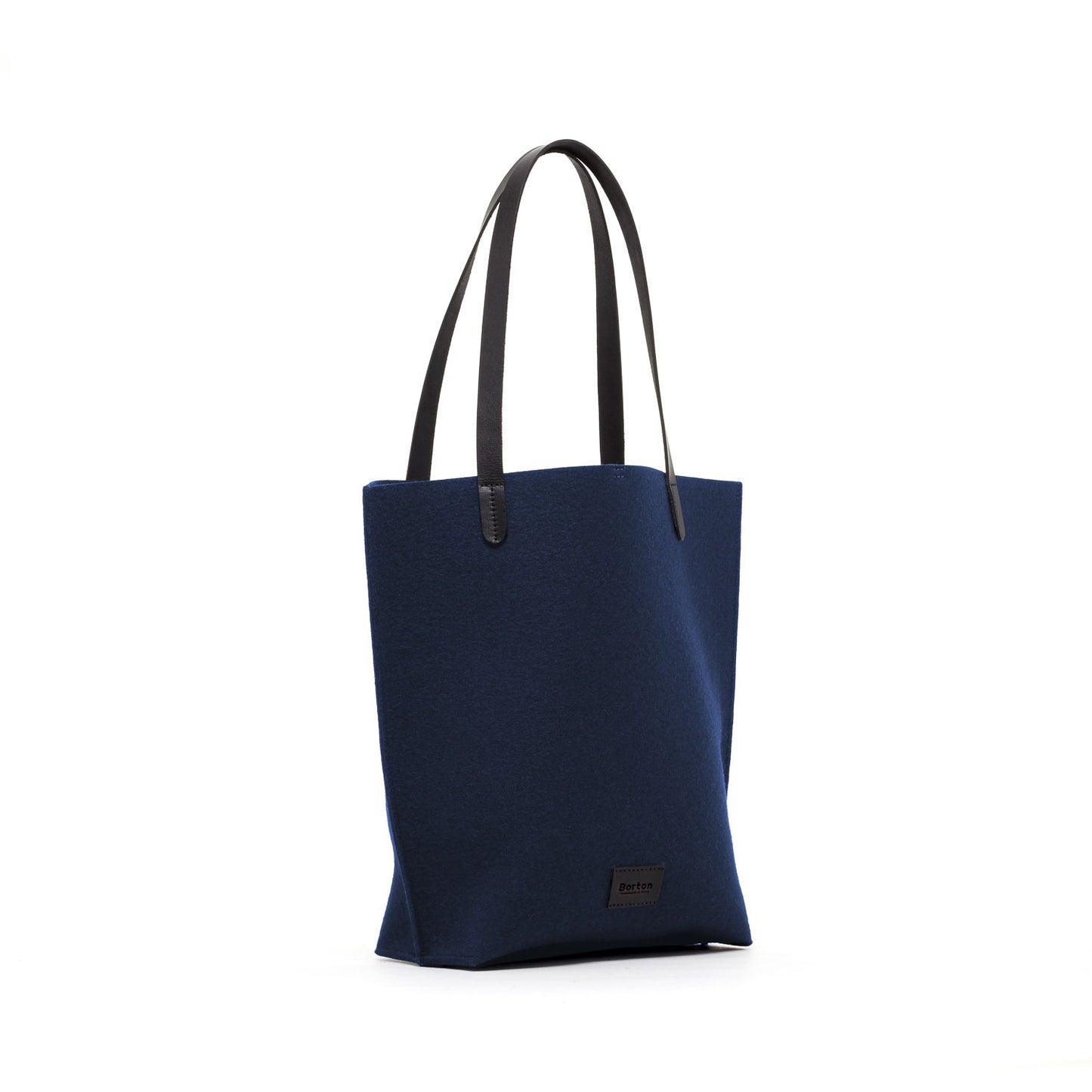 Mery Tote Bag Blue Felt & Black Leather