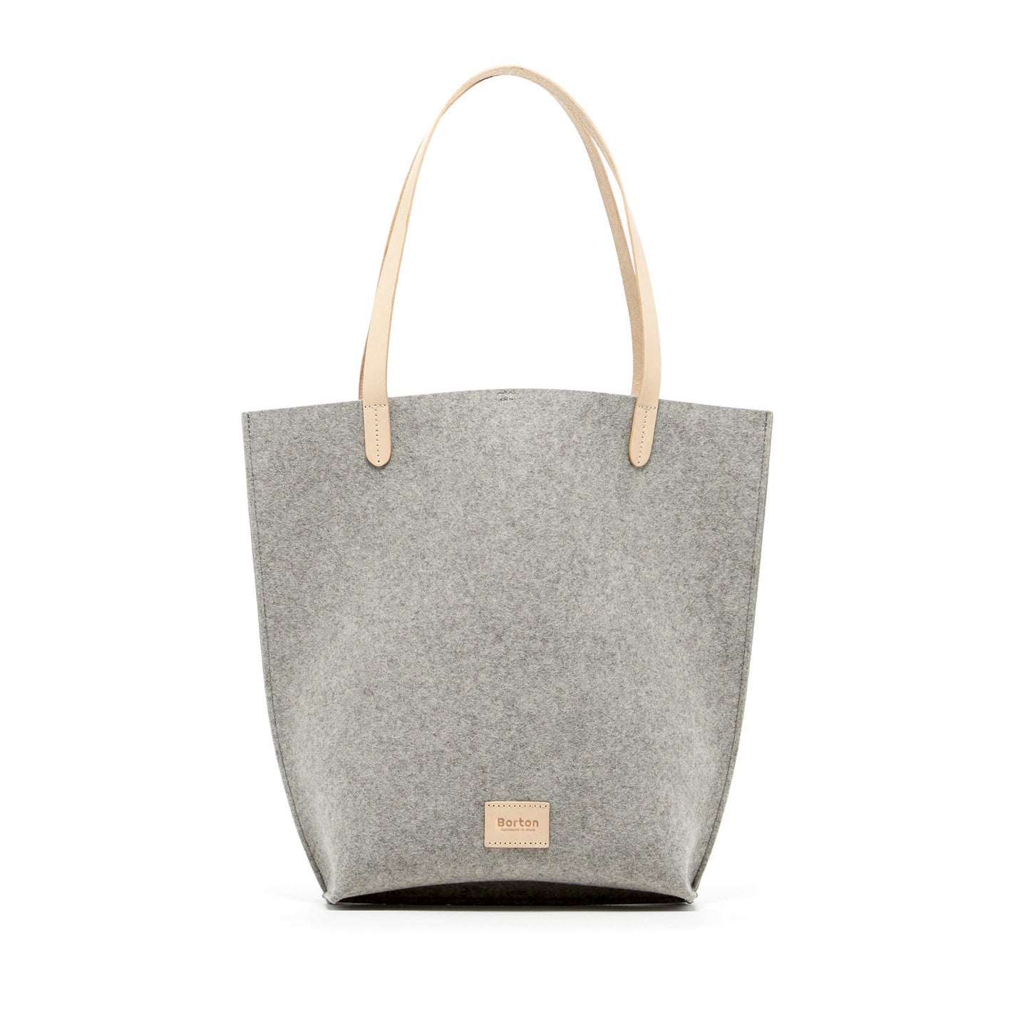 Mery Tote Bag Grey Felt & Natural Leather