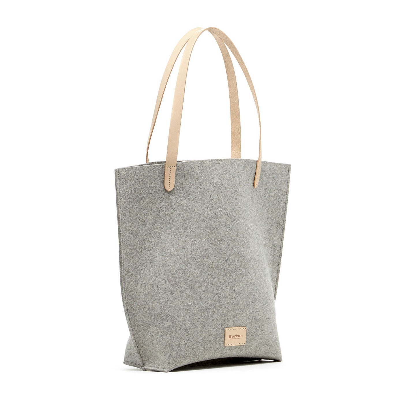 Mery Tote Bag Grey Felt & Natural Leather