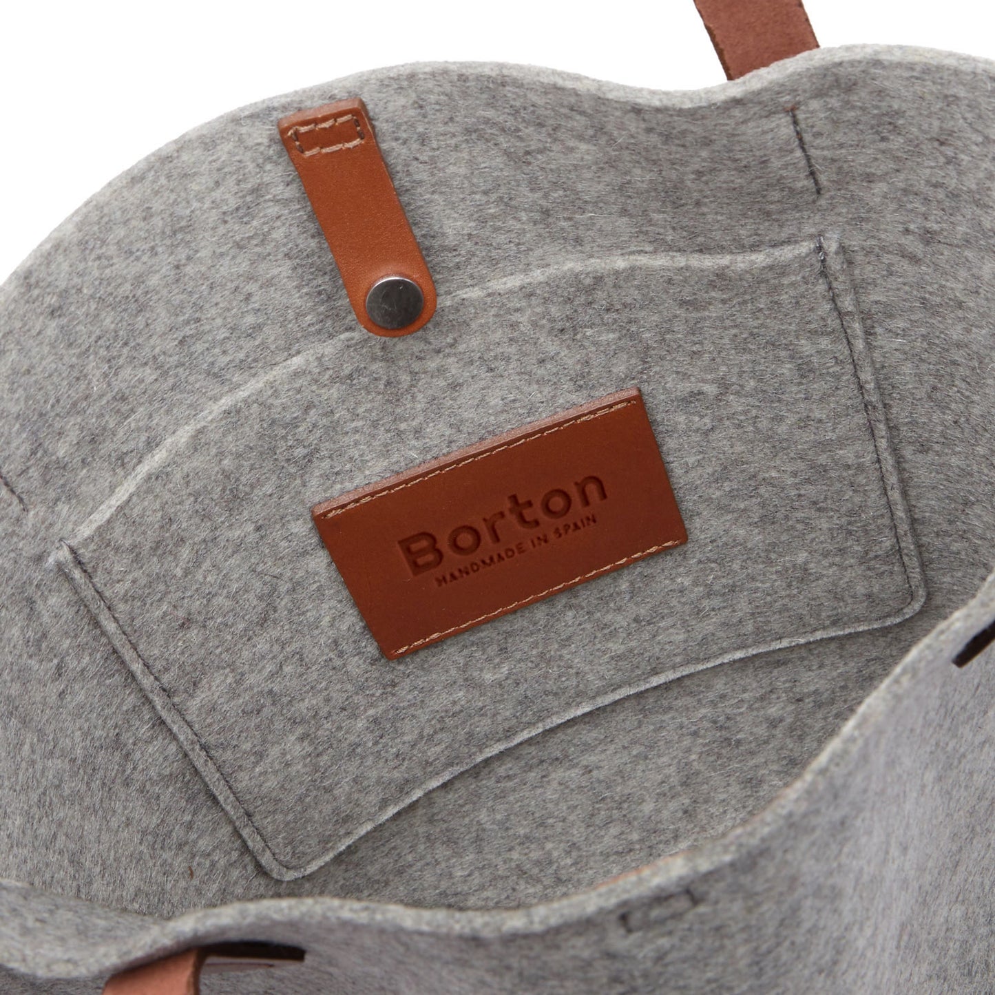 Mery Tote Bag Grey Felt & Tan Leather