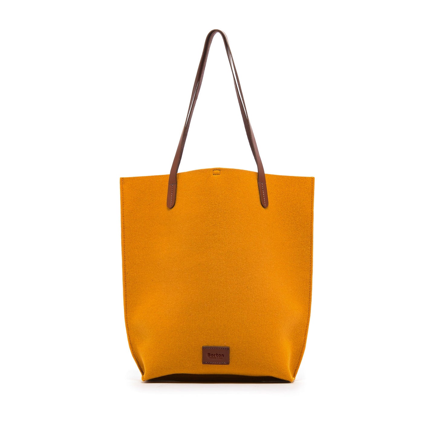Mery Tote Bag Yellow Felt & Tan Leather