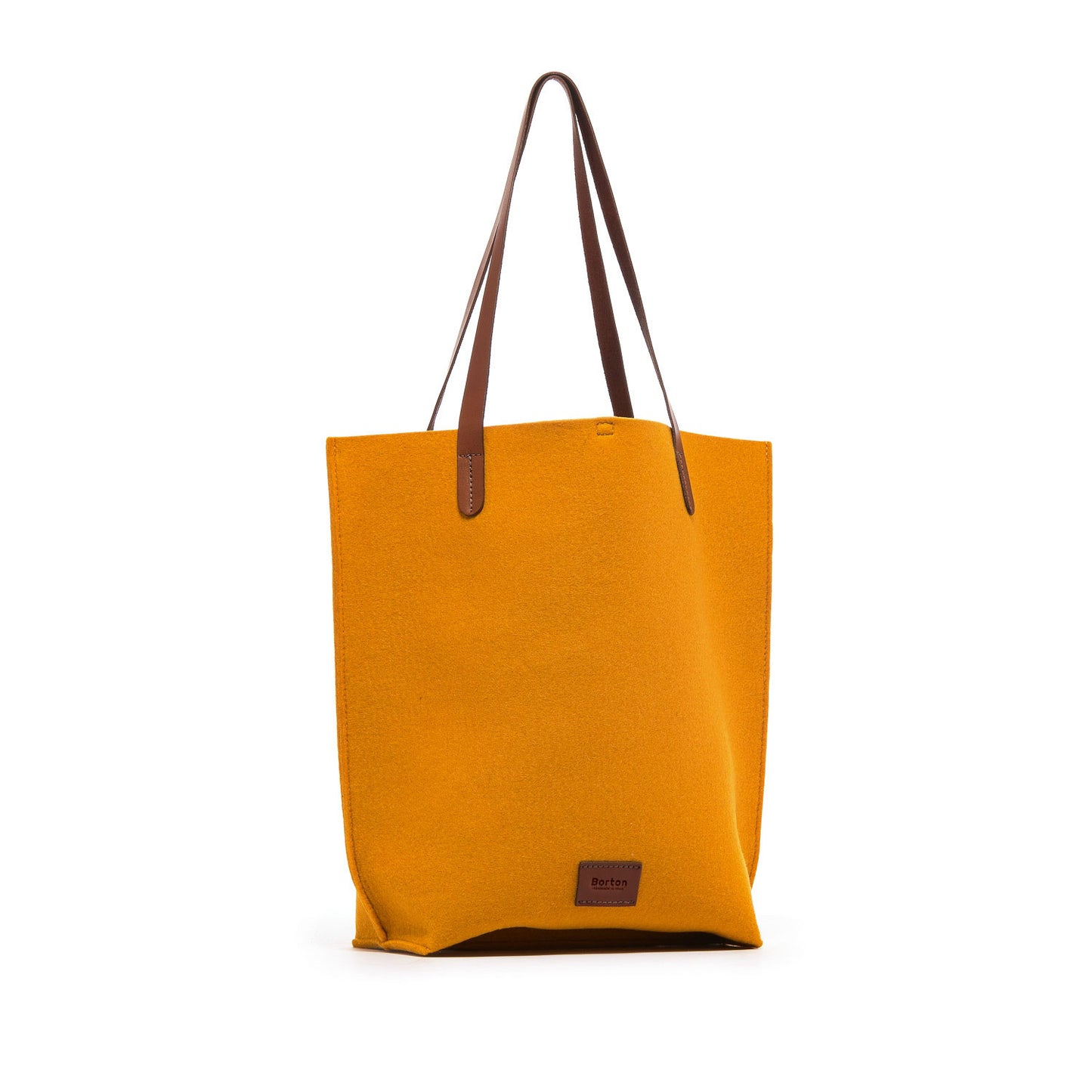 Mery Tote Bag Yellow Felt & Tan Leather