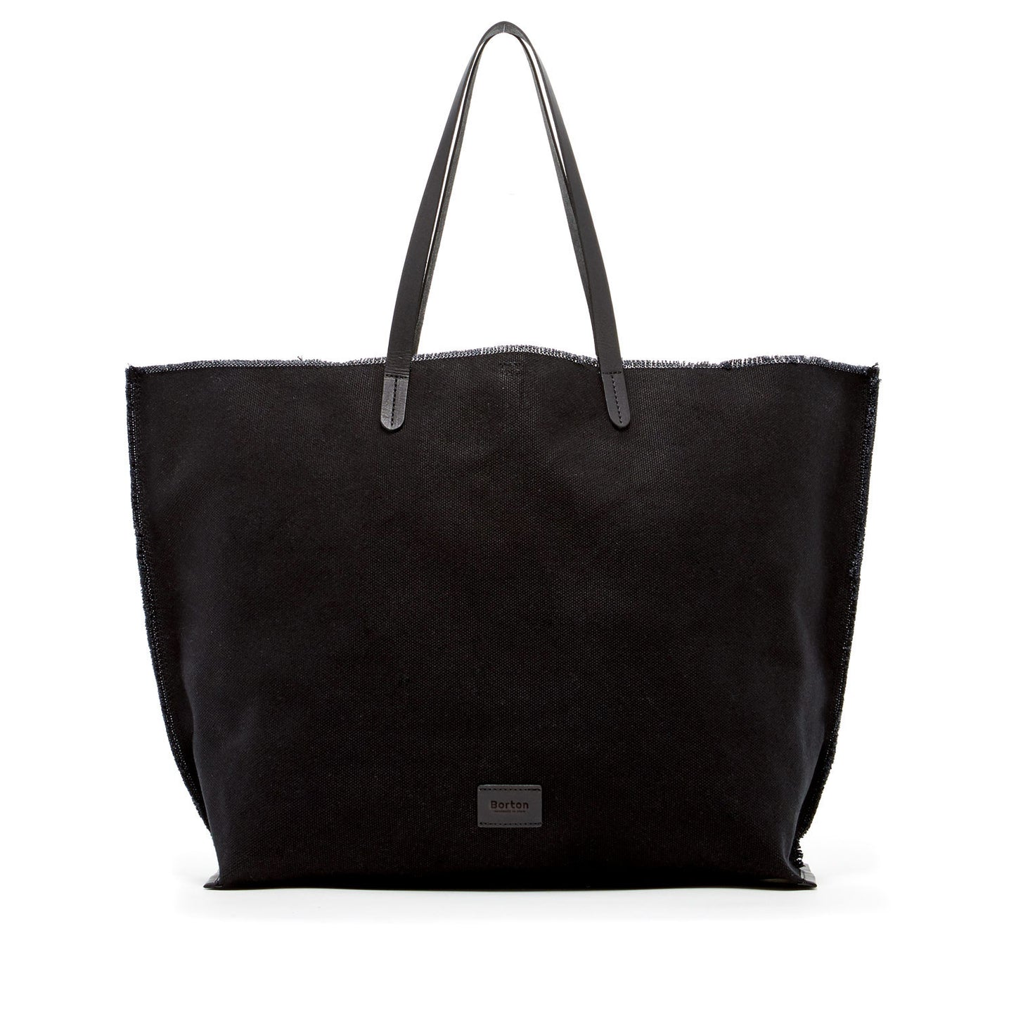 Mery Maxi Tote Black Canvas & Black Leather