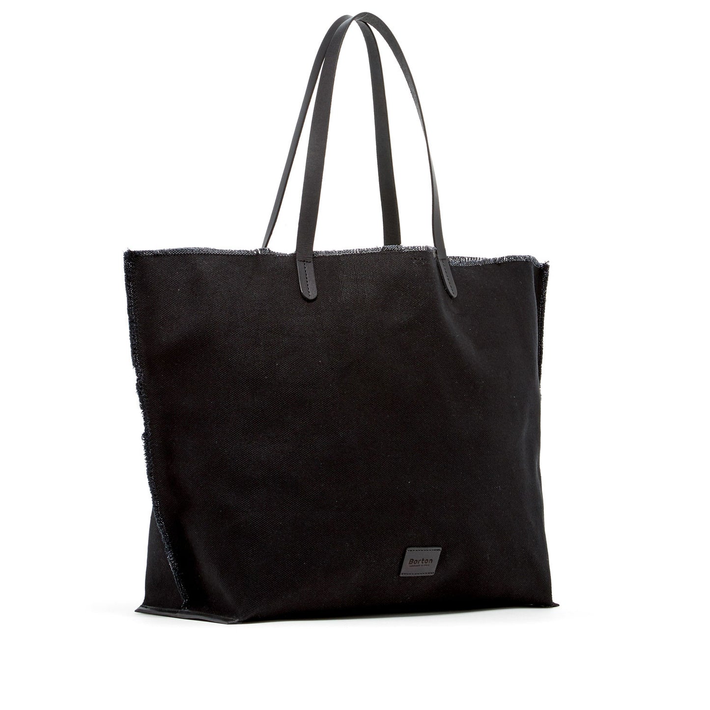 Mery Maxi Tote Black Canvas & Black Leather