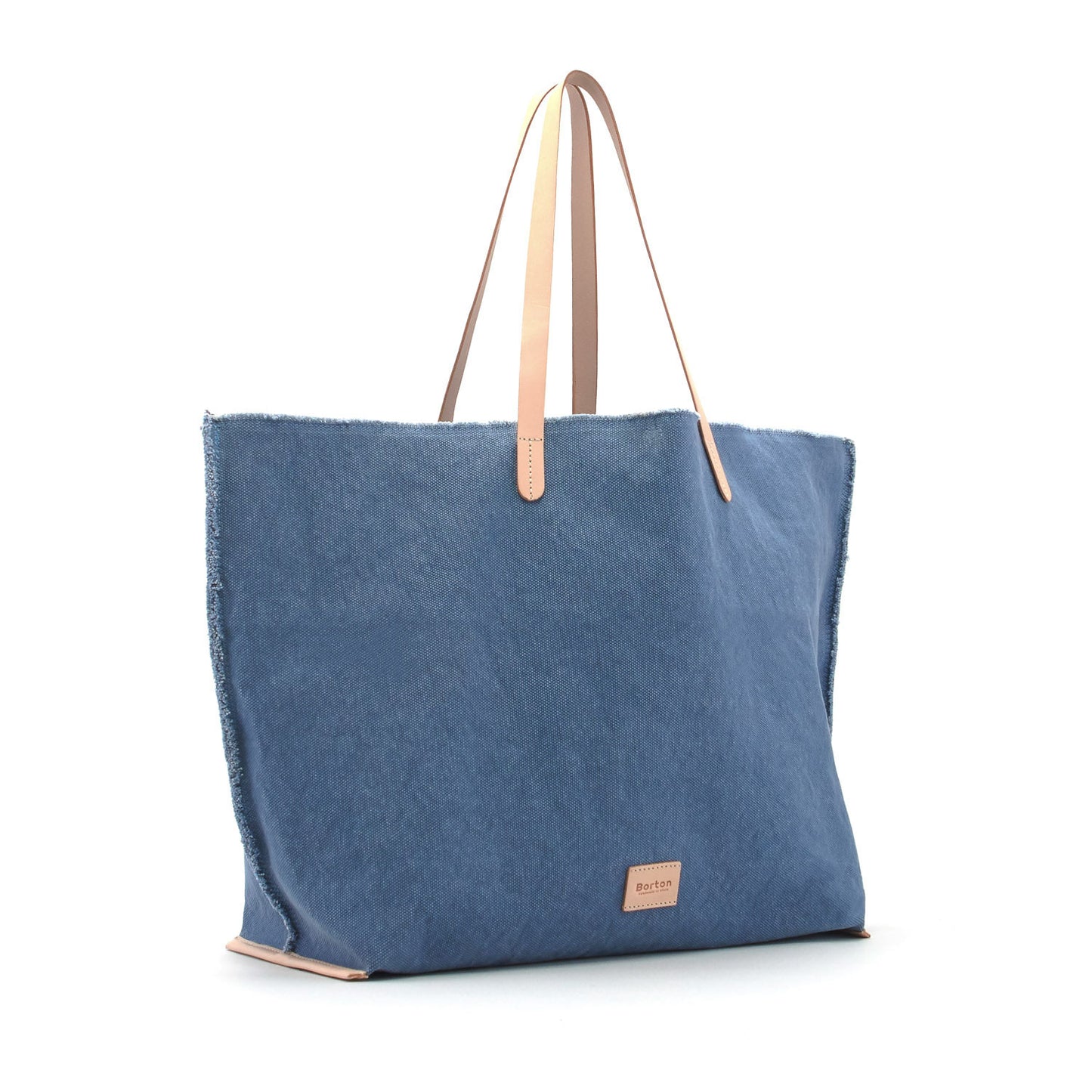 Mery Maxi Tote Blue Canvas & Natural Leather