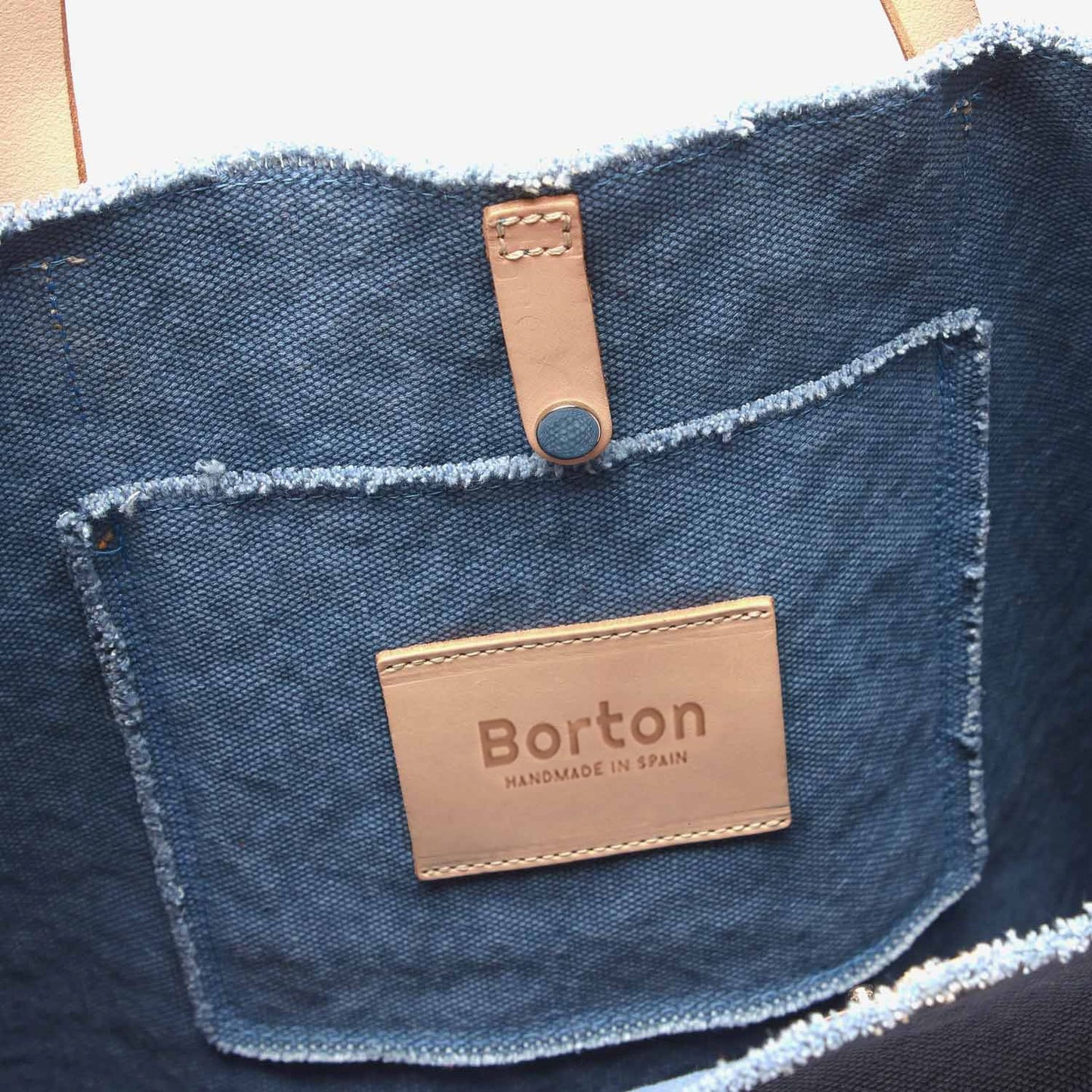 Mery Maxi Tote Blue Canvas & Natural Leather
