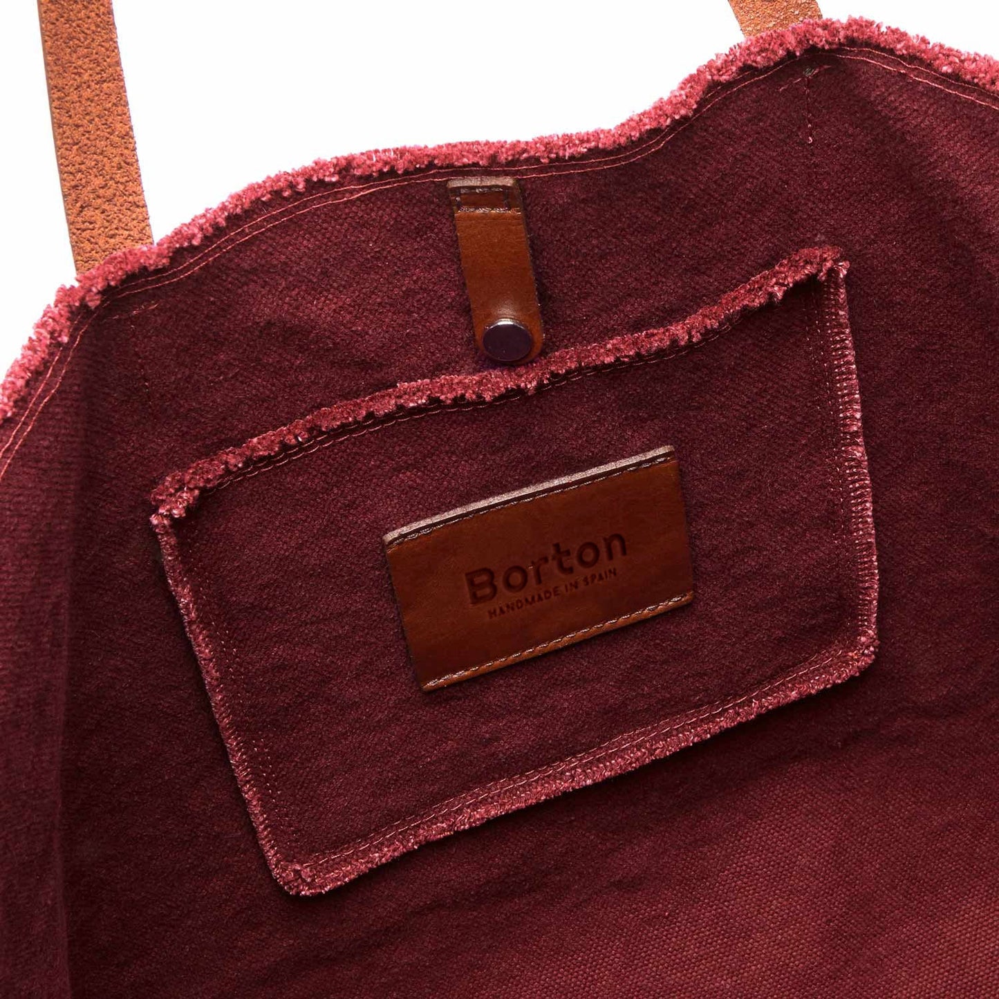 Mery Maxi Tote Burgundy Canvas & Tan Leather