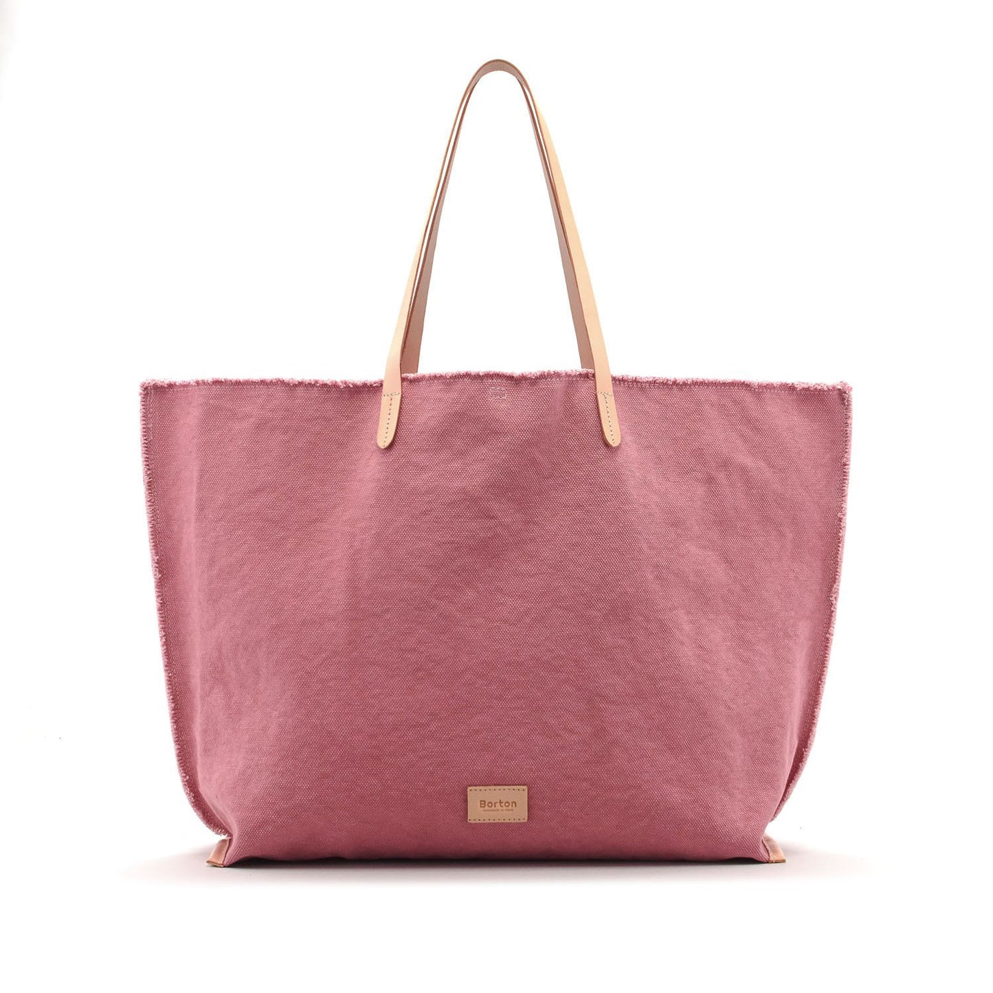 Mery Maxi Tote Pink Canvas & Natural Leather