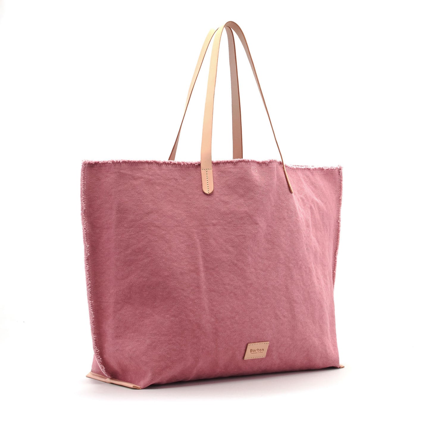 Mery Maxi Tote Pink Canvas & Natural Leather