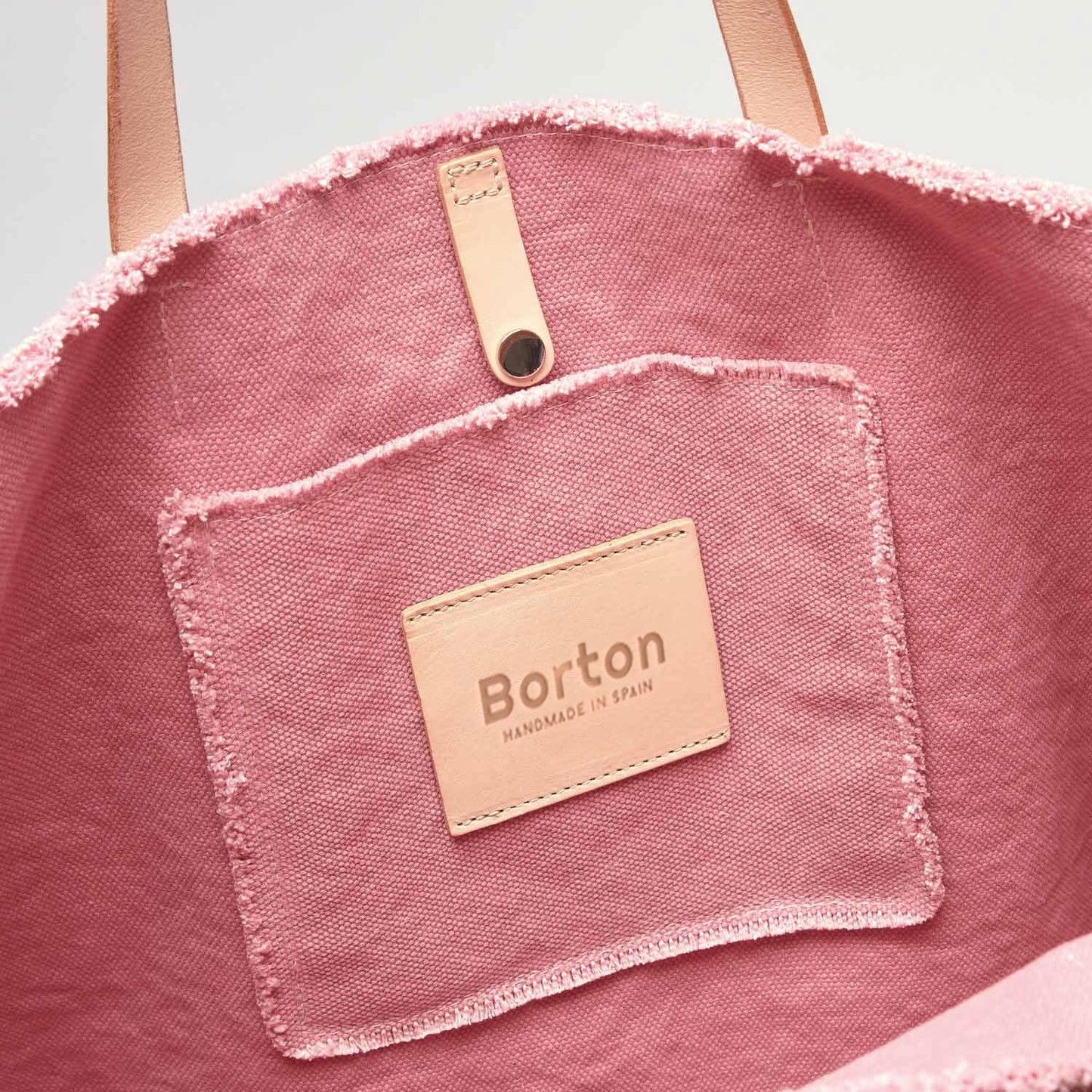 Mery Maxi Tote Pink Canvas & Natural Leather