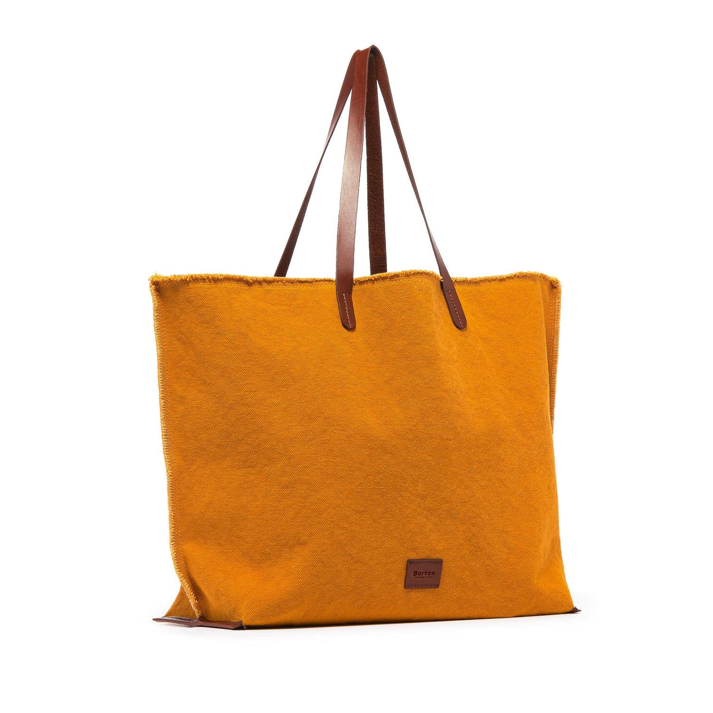 Mery Maxi Tote Yellow Canvas & Tan Leather