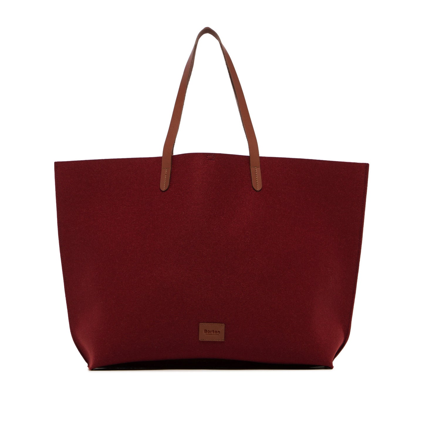 Mery Maxi Tote Burgundy Felt & Tan Leather