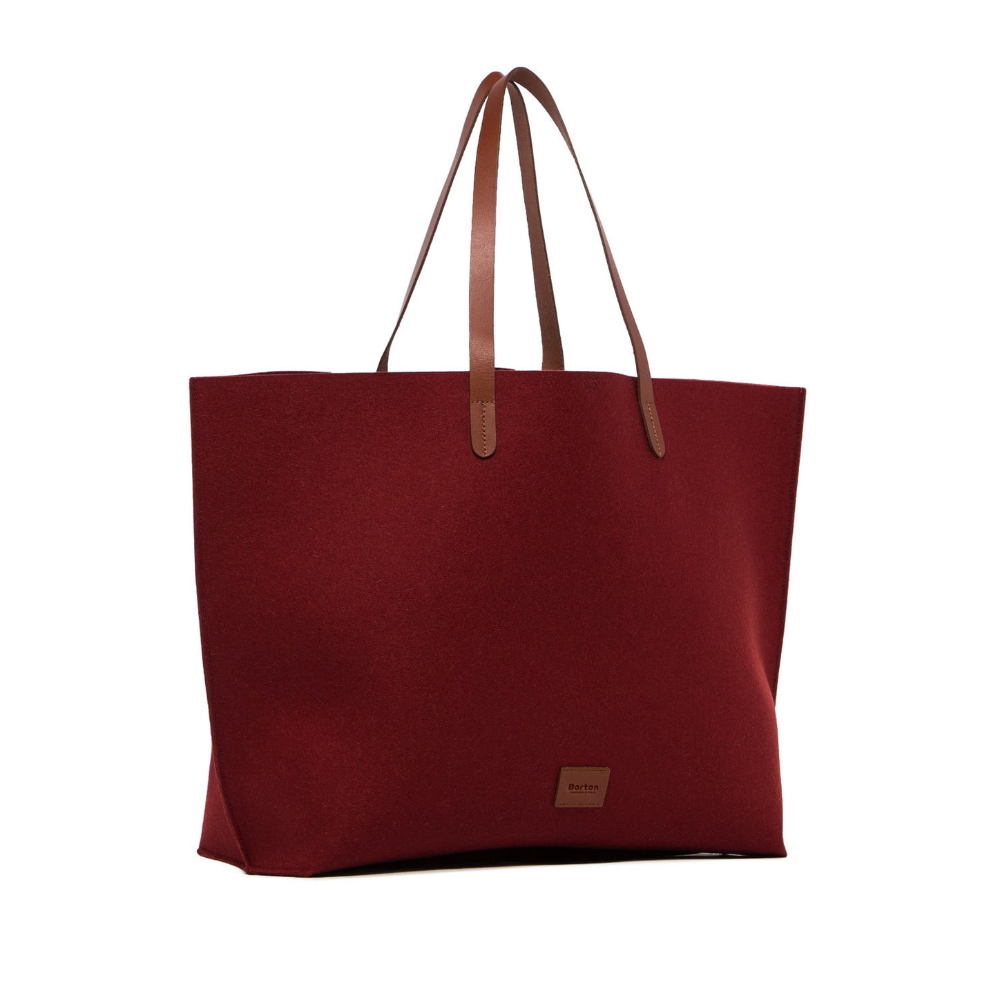 Mery Maxi Tote Burgundy Felt & Tan Leather