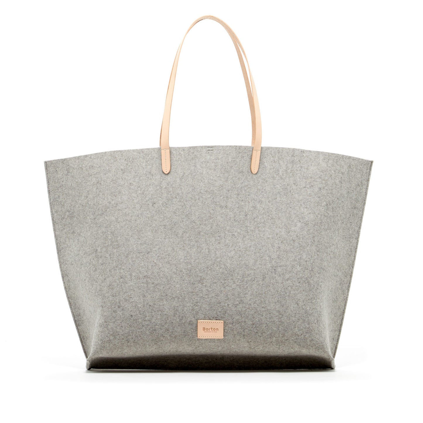 Mery Maxi Tote Grey Felt & Natural Leather