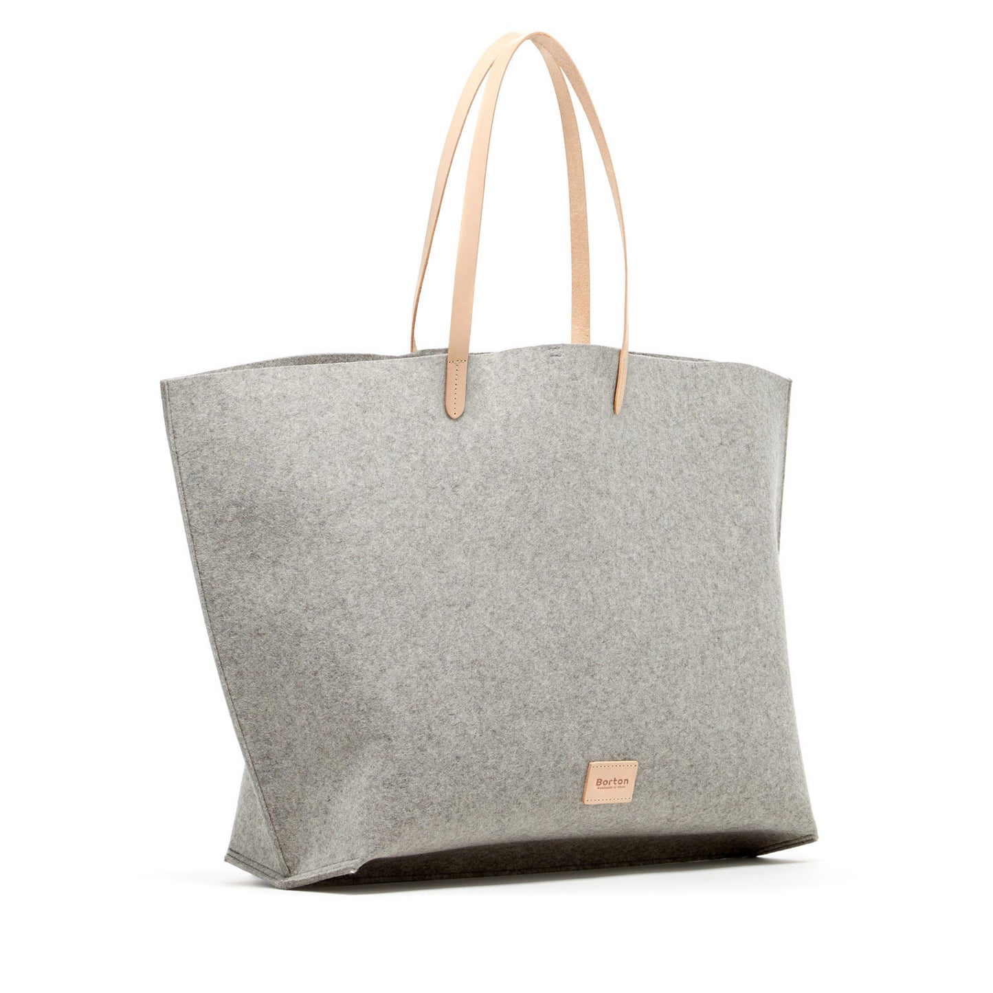 Mery Maxi Tote Grey Felt & Natural Leather