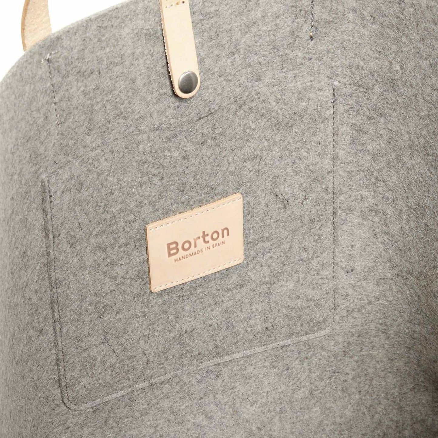 Mery Maxi Tote Grey Felt & Natural Leather
