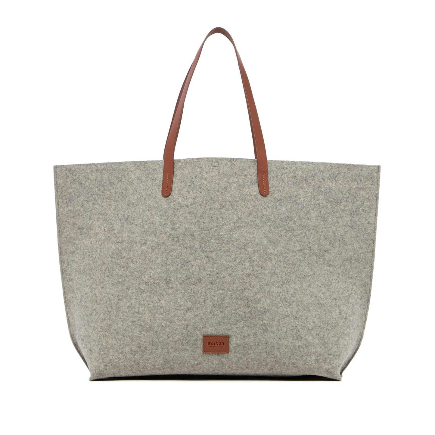 Mery Maxi Tote Grey Felt & Tan Leather