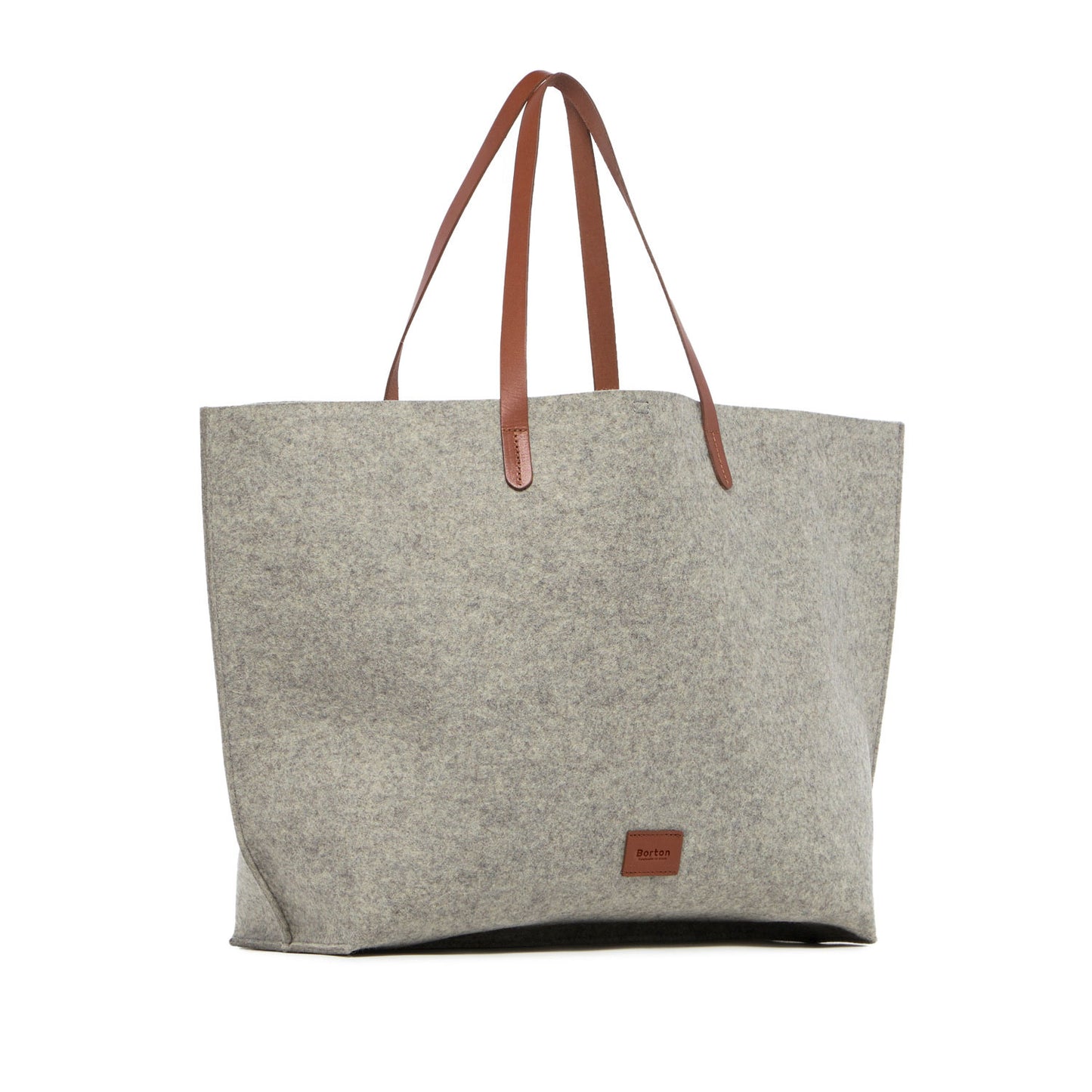 Mery Maxi Tote Grey Felt & Tan Leather