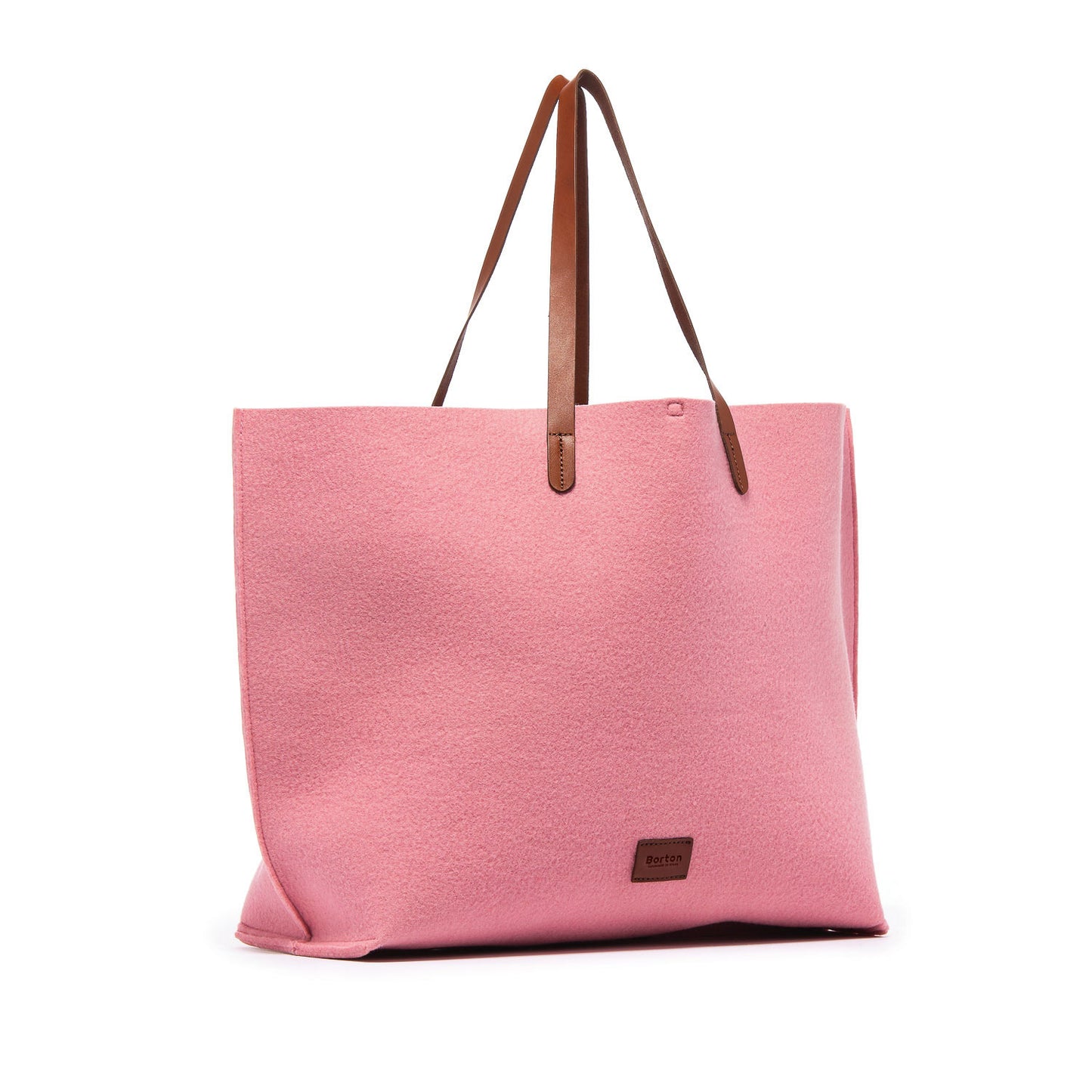 Mery Maxi Tote Pink Felt & Tan Leather