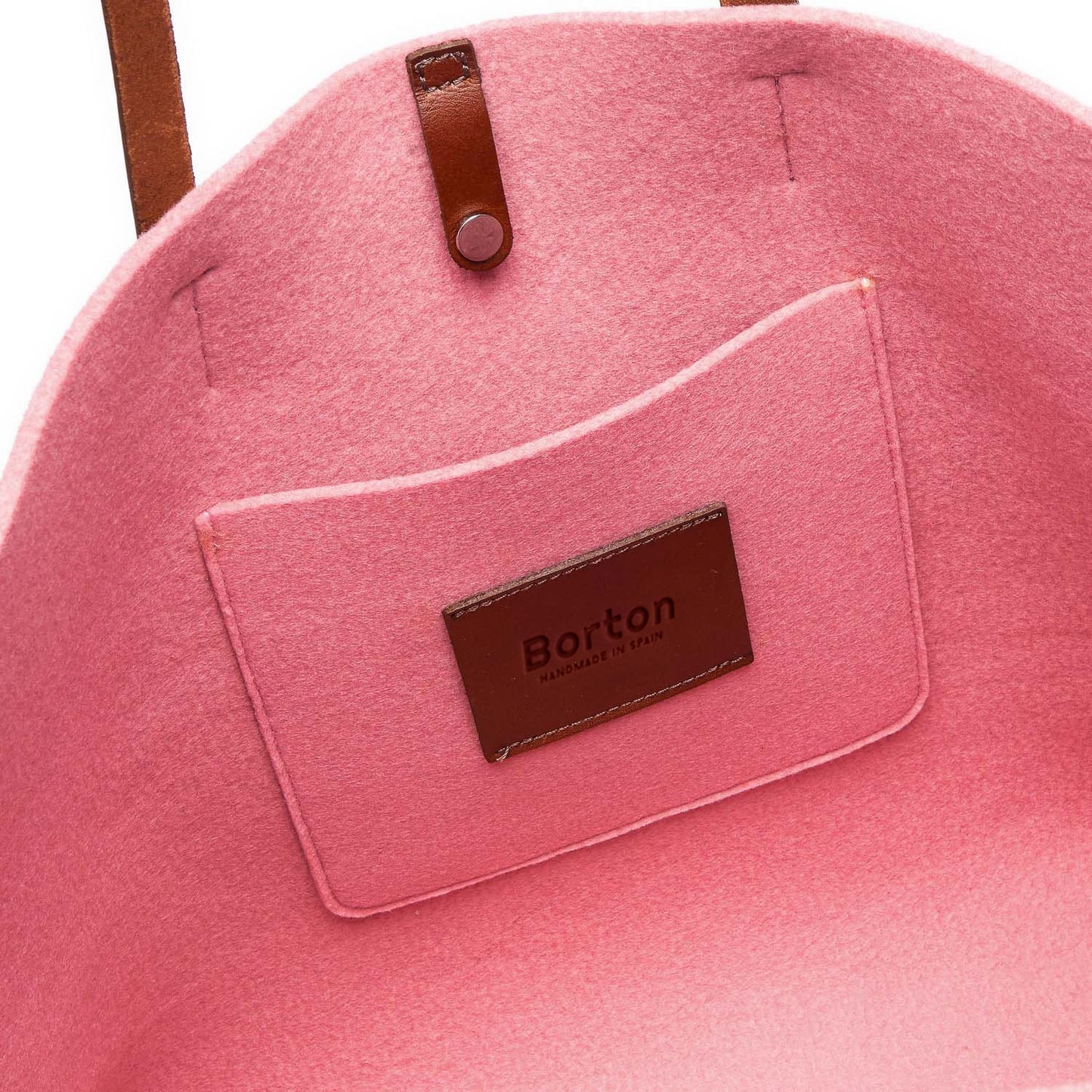 Mery Maxi Tote Pink Felt & Tan Leather