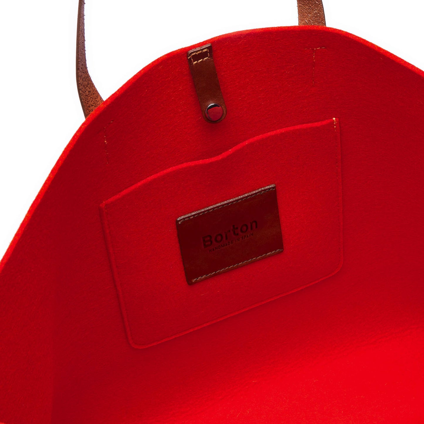 Mery Maxi Tote Red Felt & Tan Leather