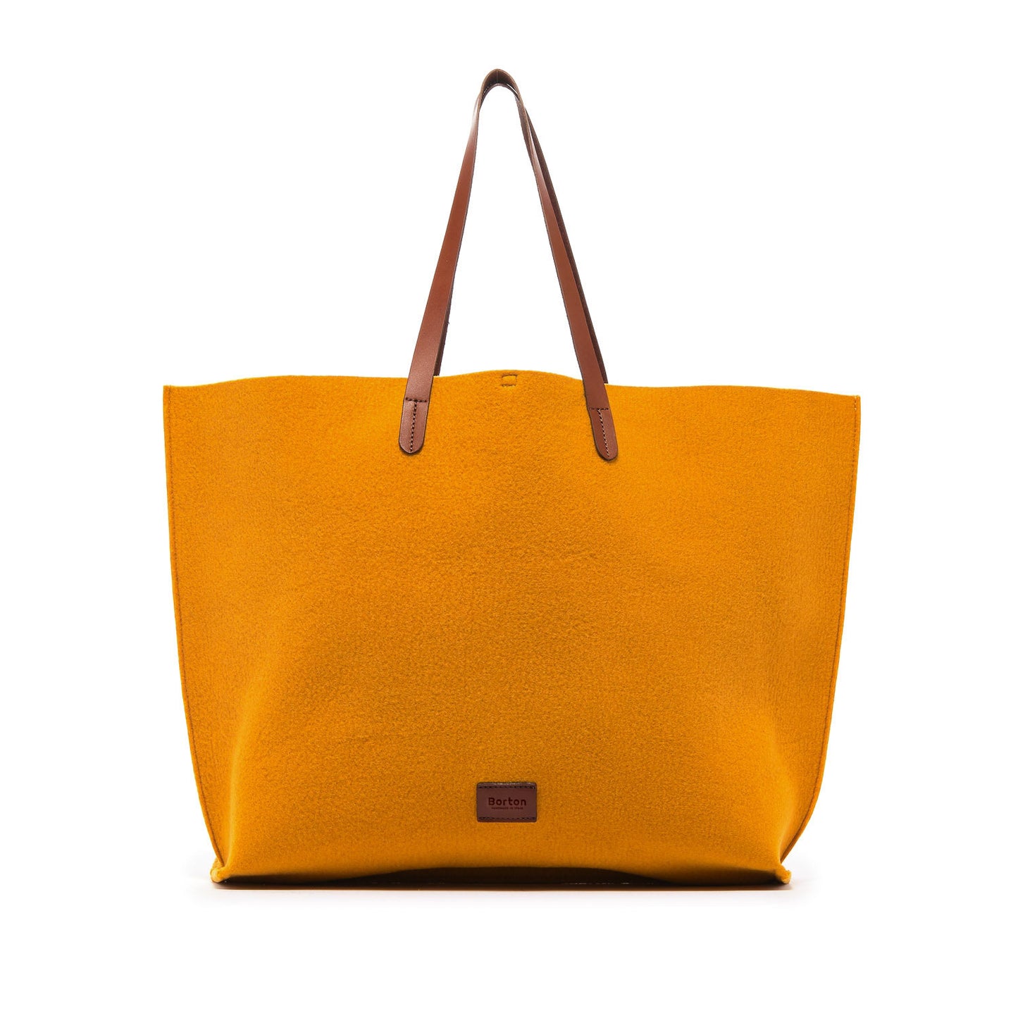 Mery Maxi Tote Yellow Felt & Tan Leather