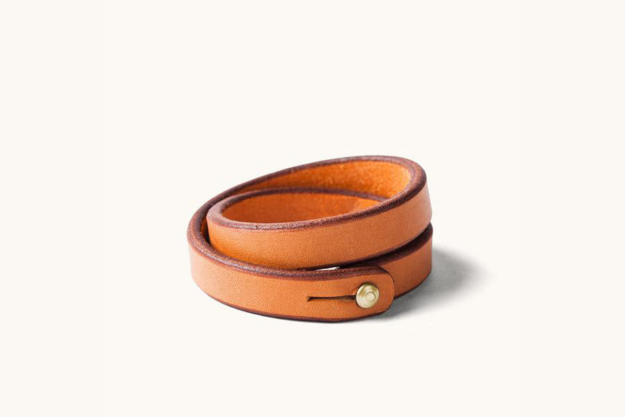 Double Wrap Wristband Tan Leather