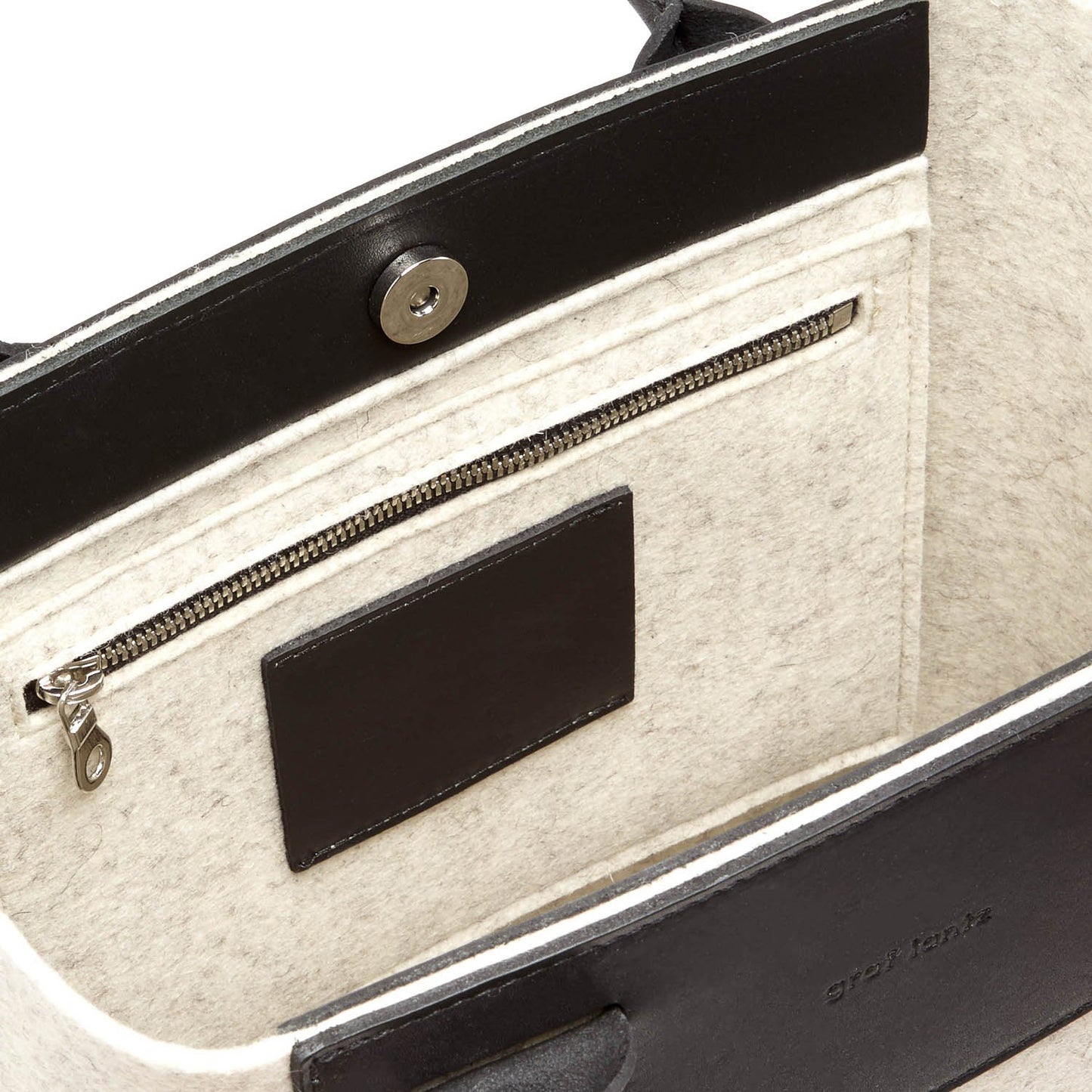 Emma Tote Bag White Felt / Black Leather