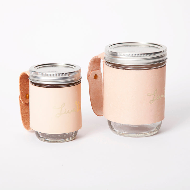 Mason Mug Hugger Natural Leather