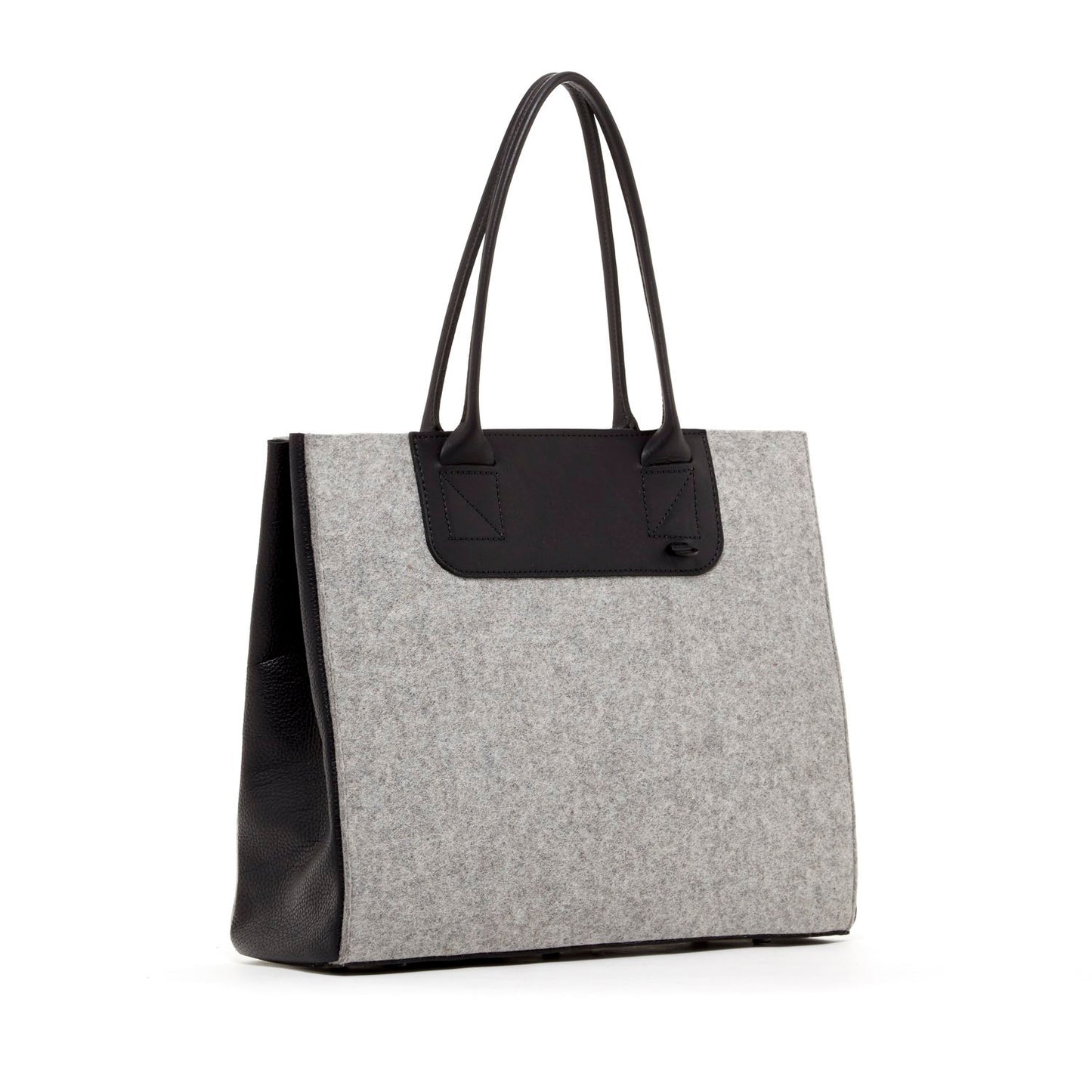 Olivia Tote Bag Gray Felt / Black Leather