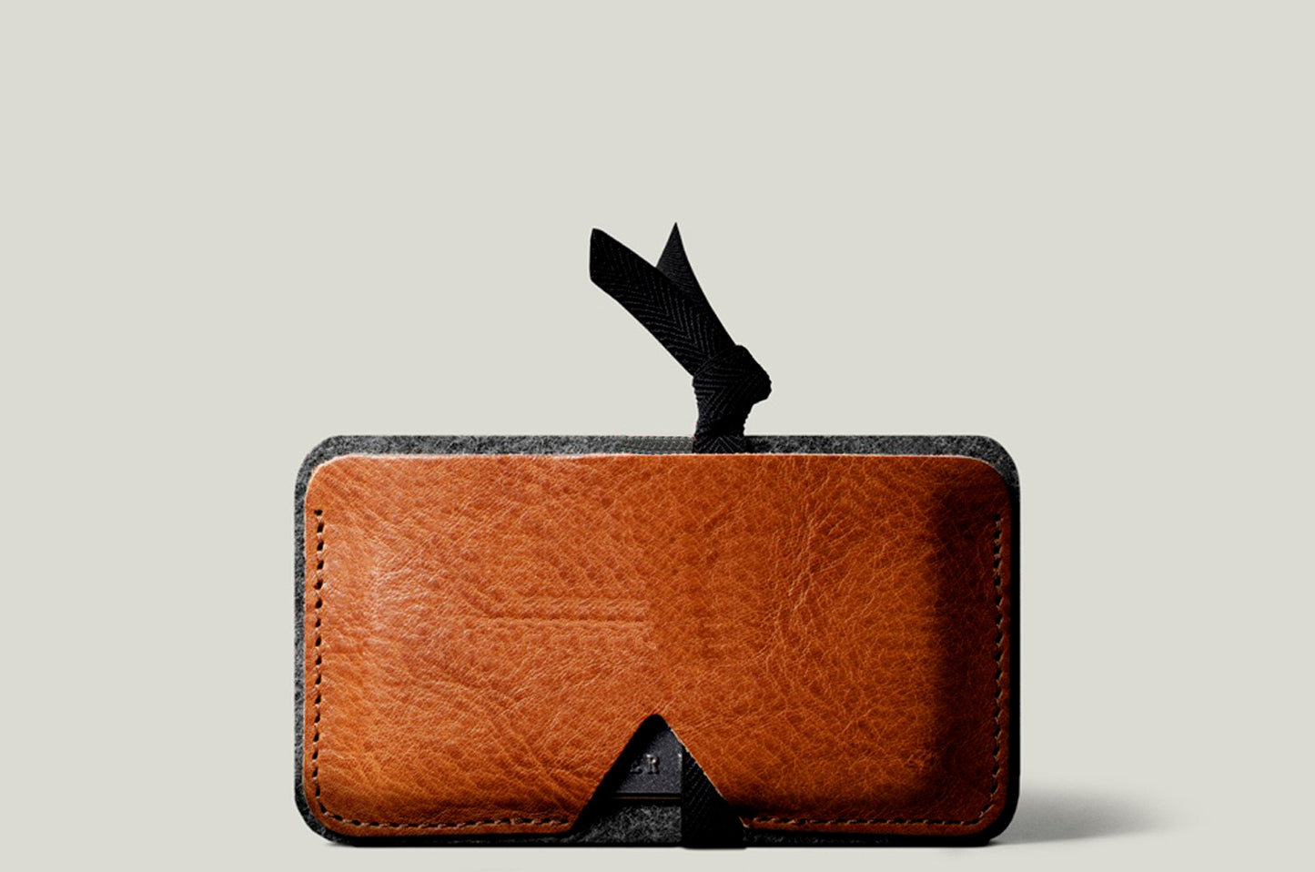 Original Card Case Gray Felt / Natural Leather