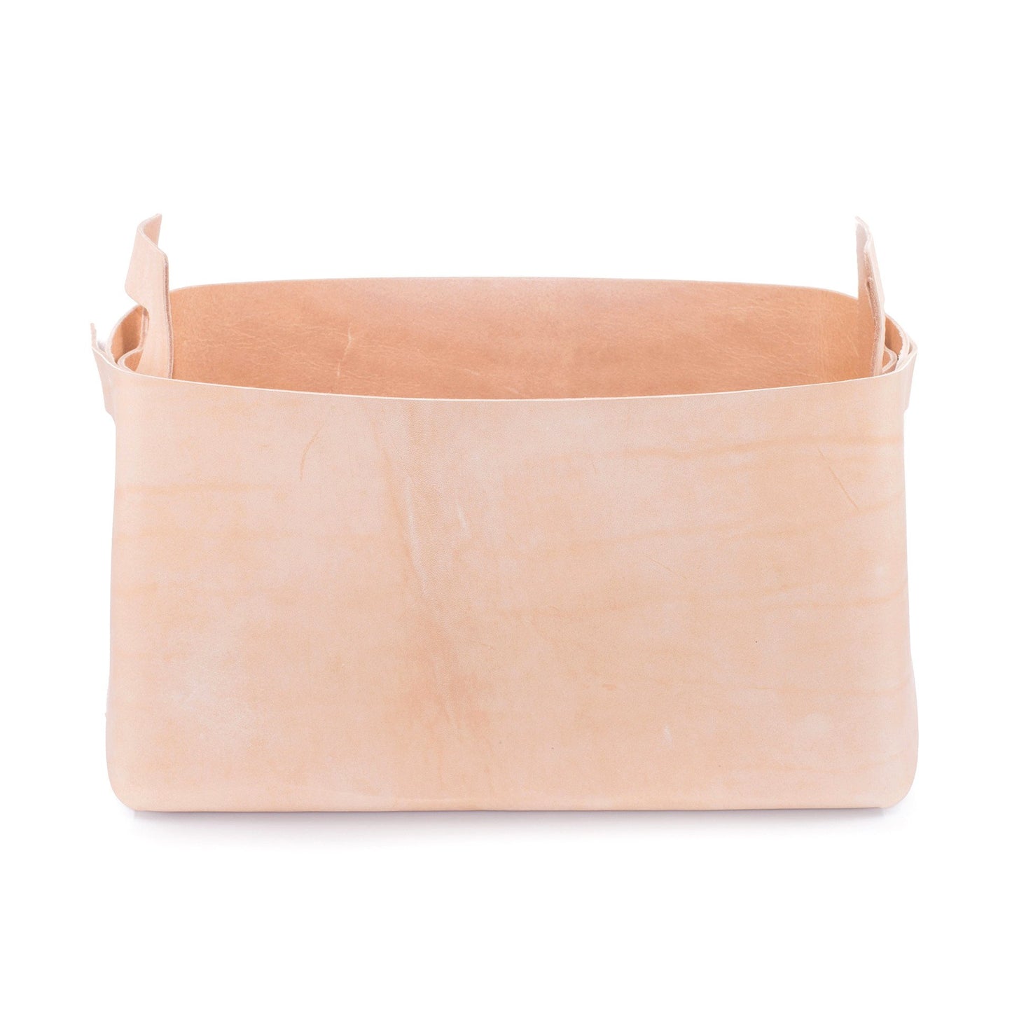 Storage Bucket Natural Leather Bin Large