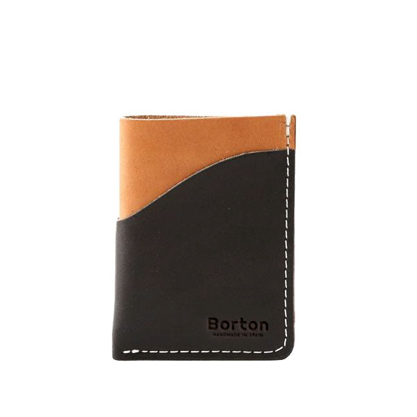 Minimal Card Wallet Tan & Black Leather