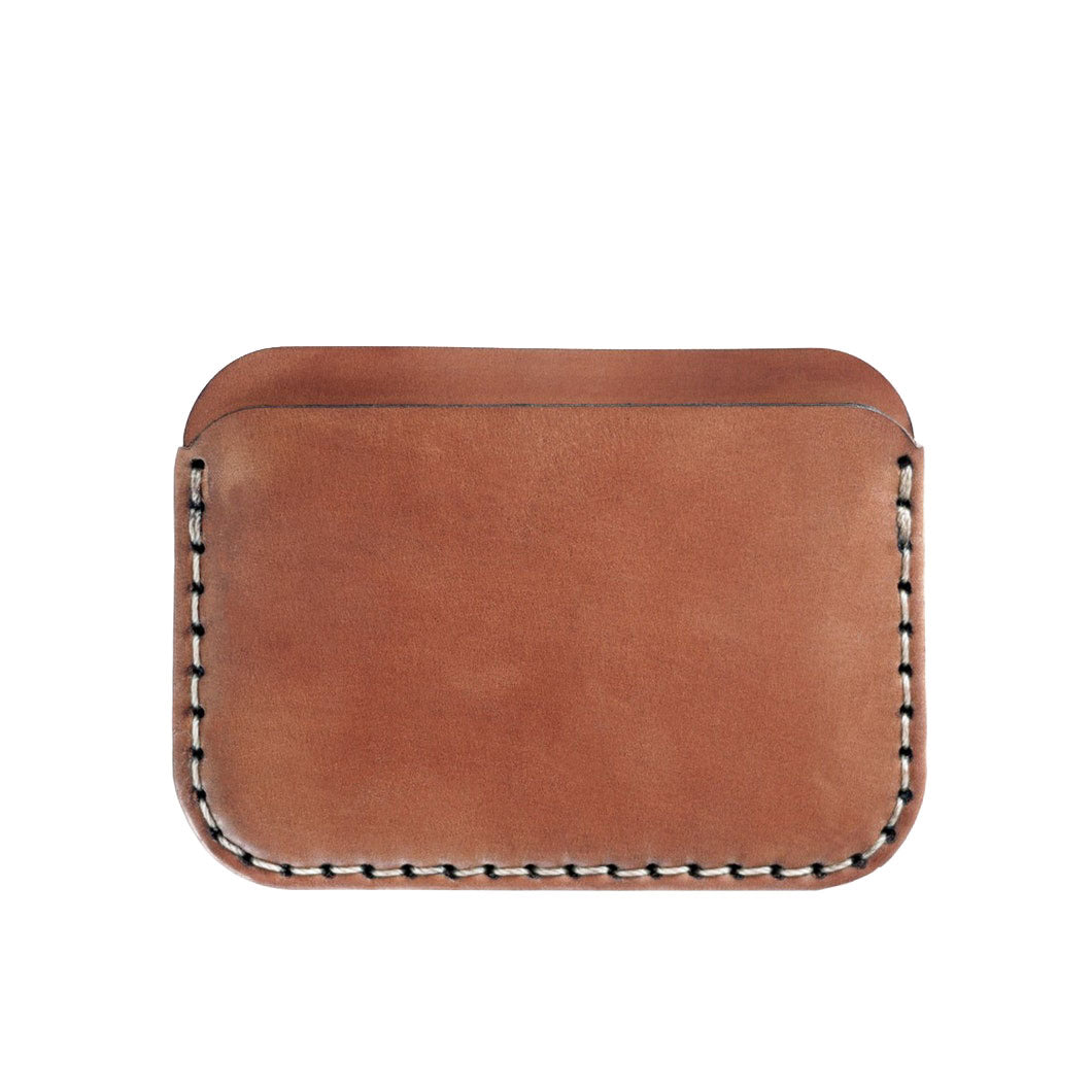 Round Card Wallet Cognac Leather