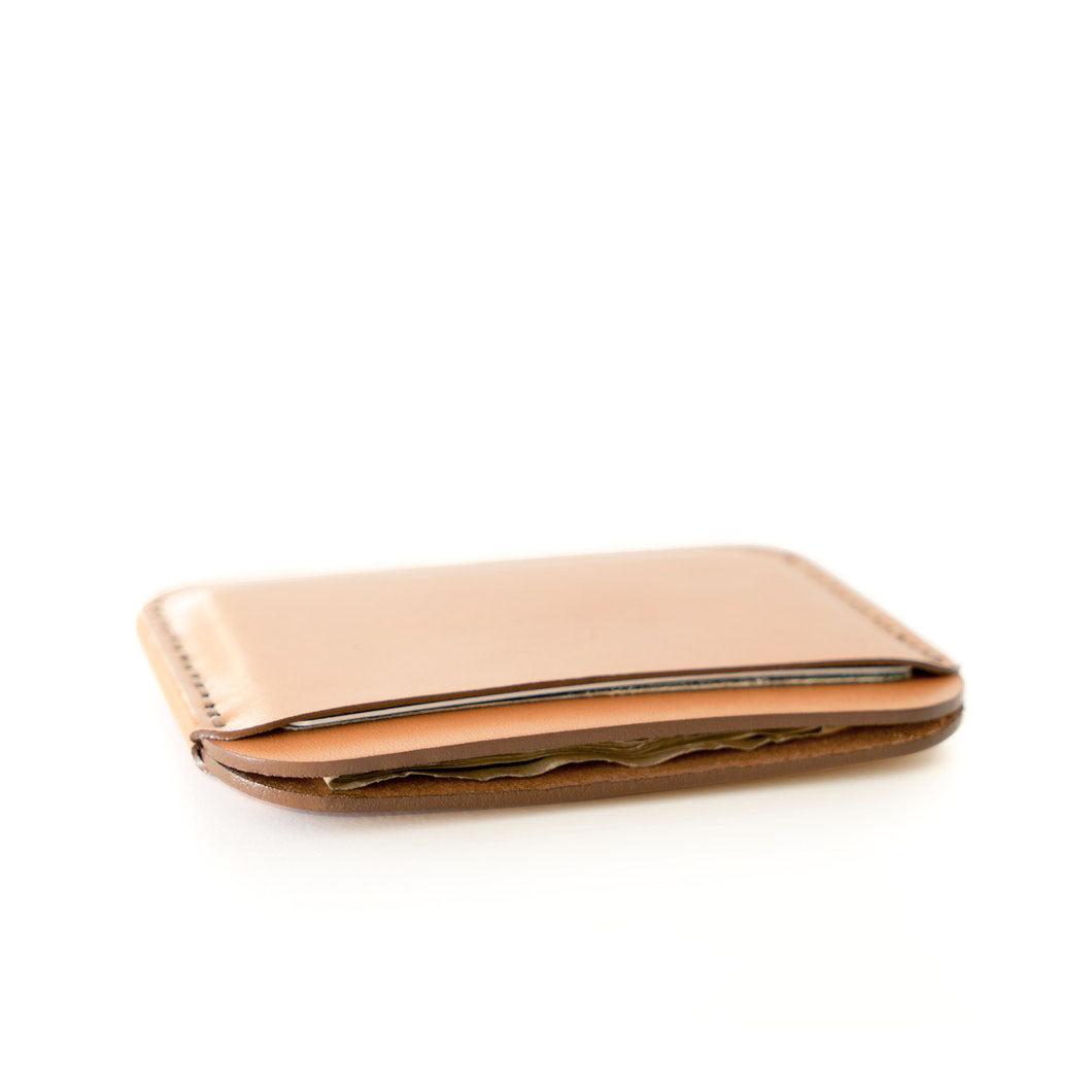 Round Card Wallet Tan Leather