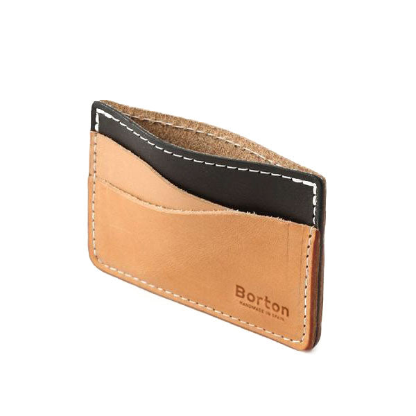 Slim Card Wallet Black & Tan Leather