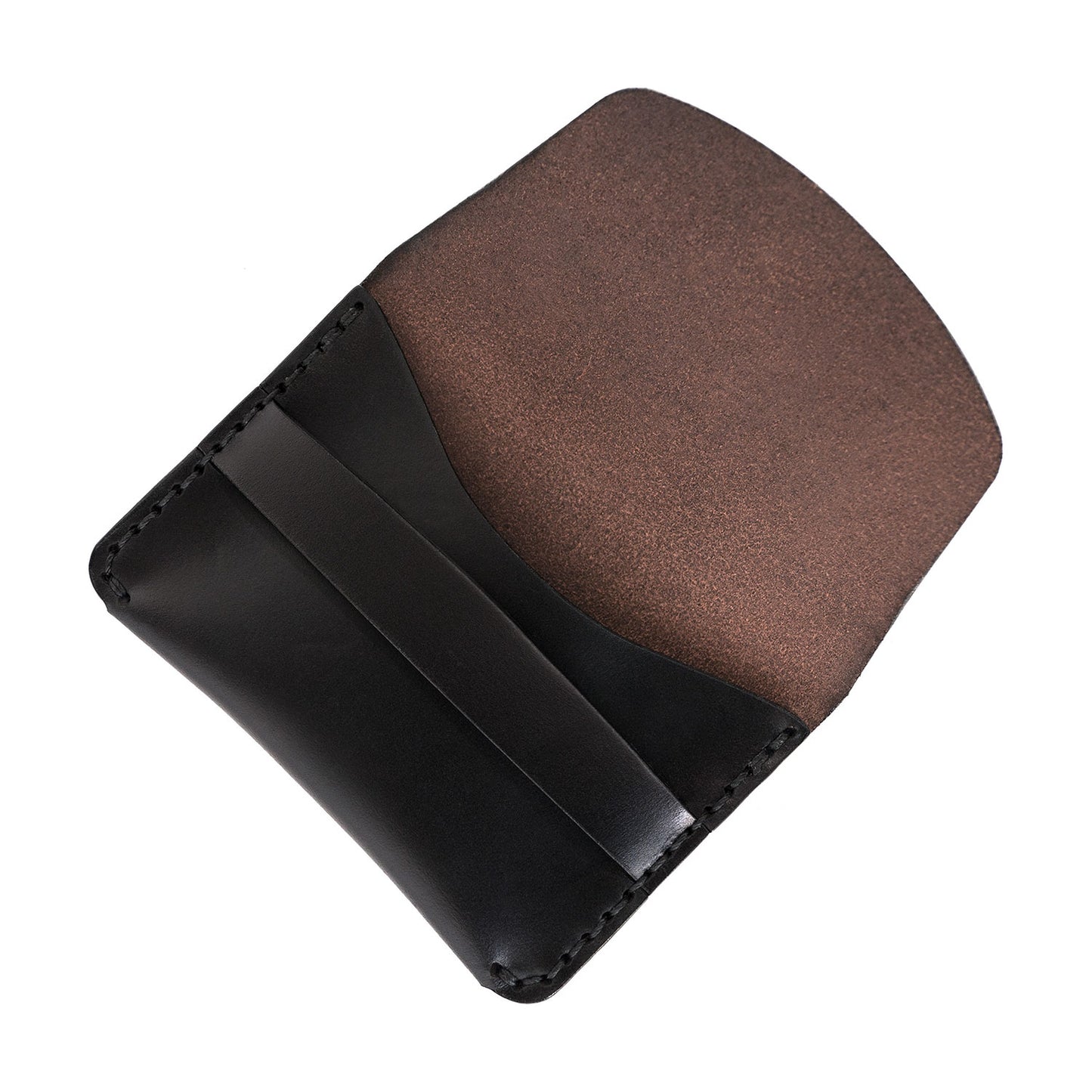 Flap Slim Wallet Black Leather