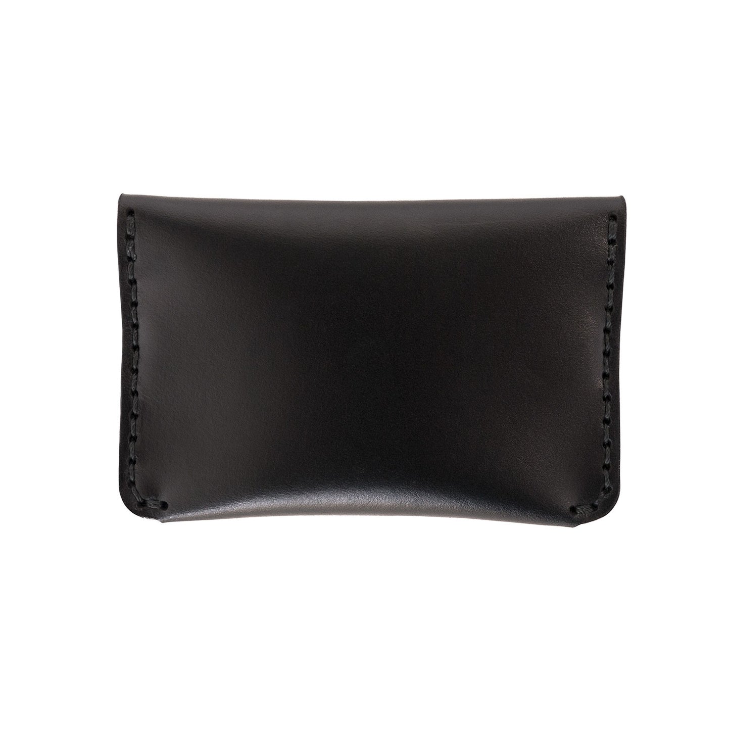 Flap Slim Wallet Black Leather