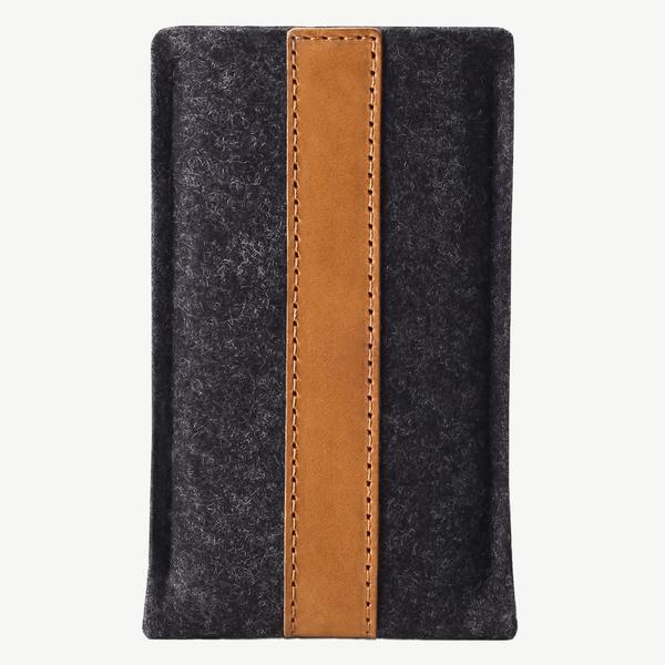 iPhone Sleeve Black Felt / Tan Leather