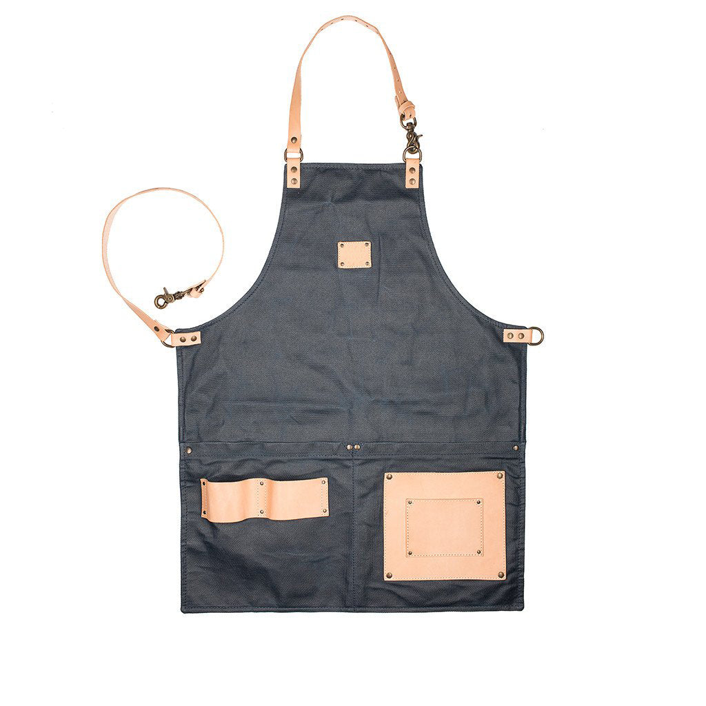 Apron Black Waxed Canvas & Natural Leather