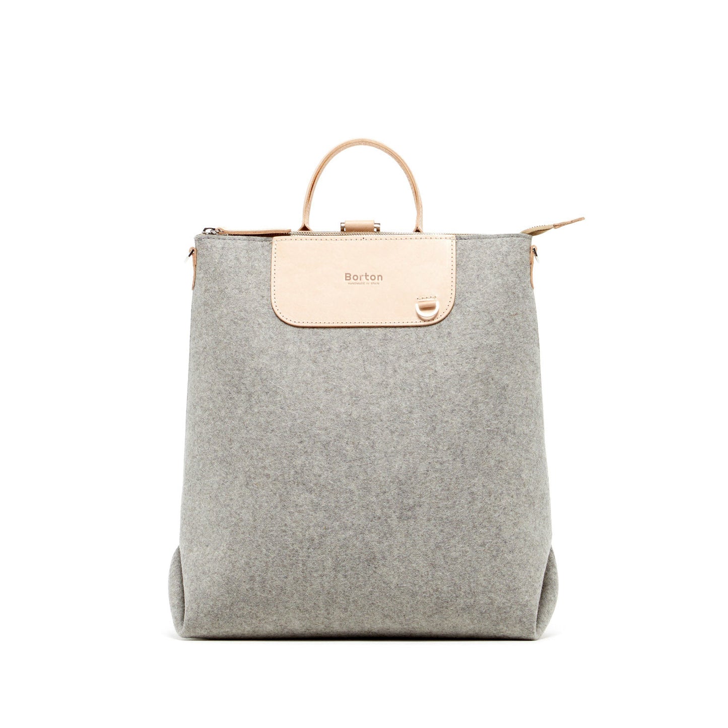 Alexis Backpack Gray Felt & Natural Leather