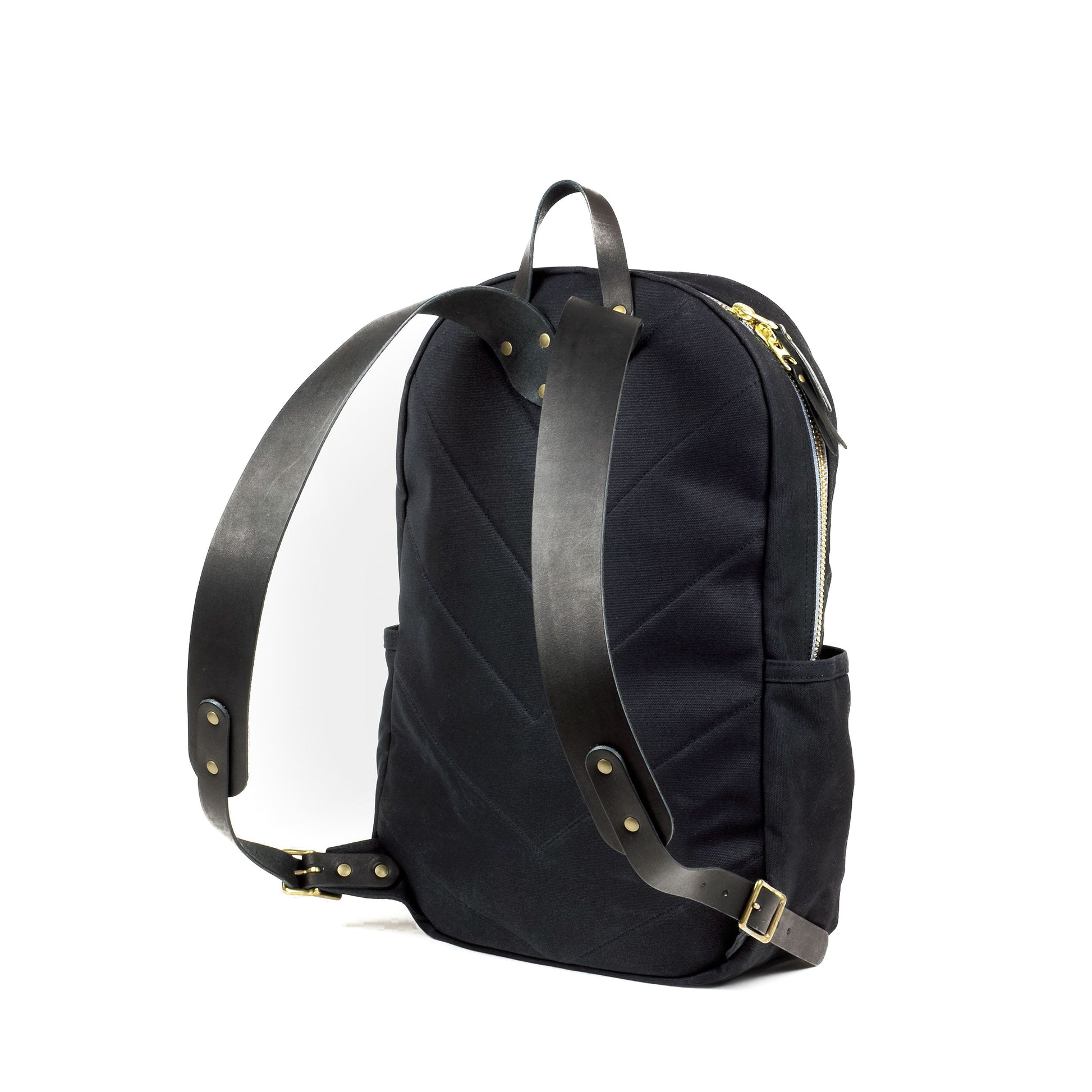 Tonino Backpack Black Waxed Canvas & Black Leather