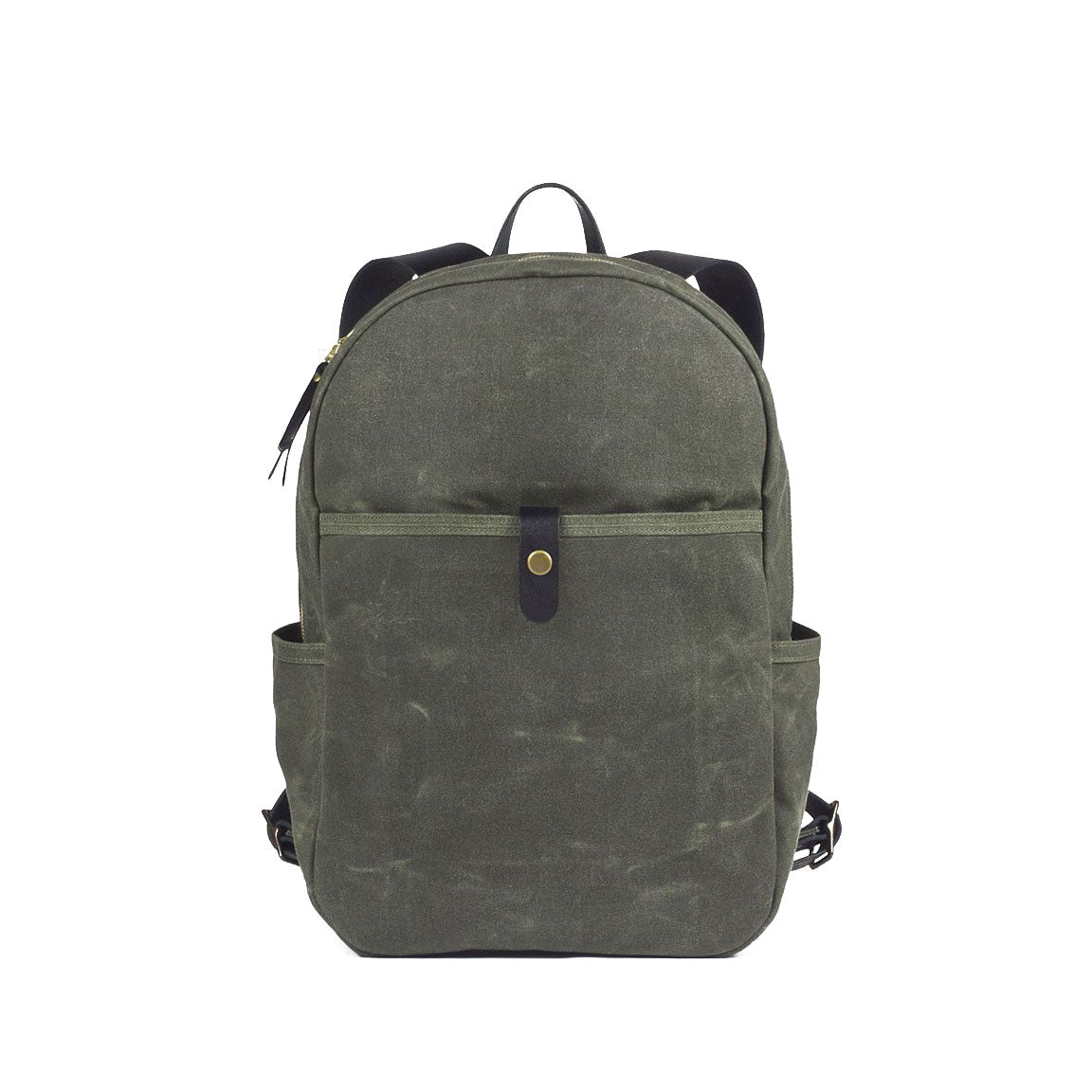 Tonino Backpack Green Waxed Canvas & Black Leather