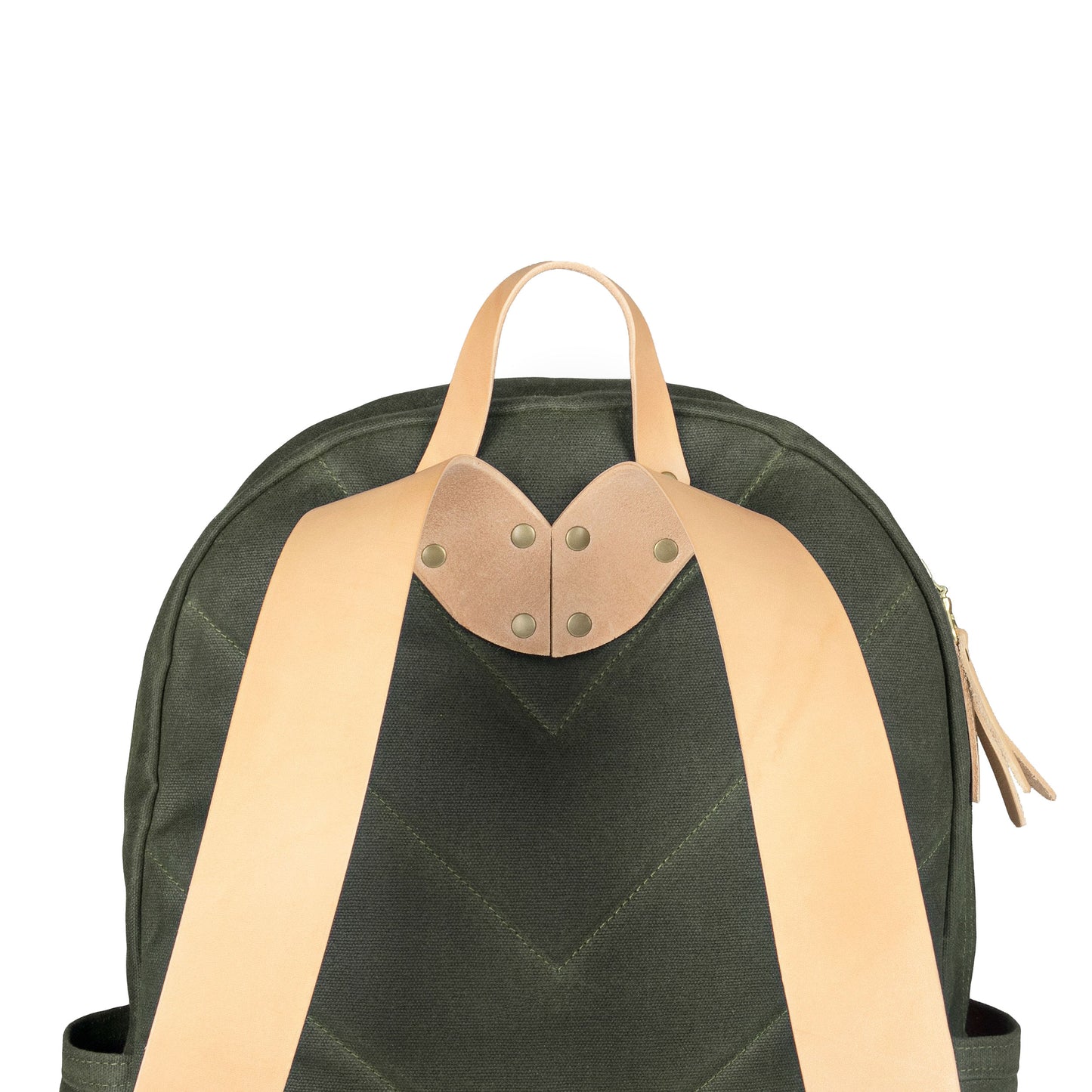 Tonino Backpack Green Waxed Canvas & Natural Leather