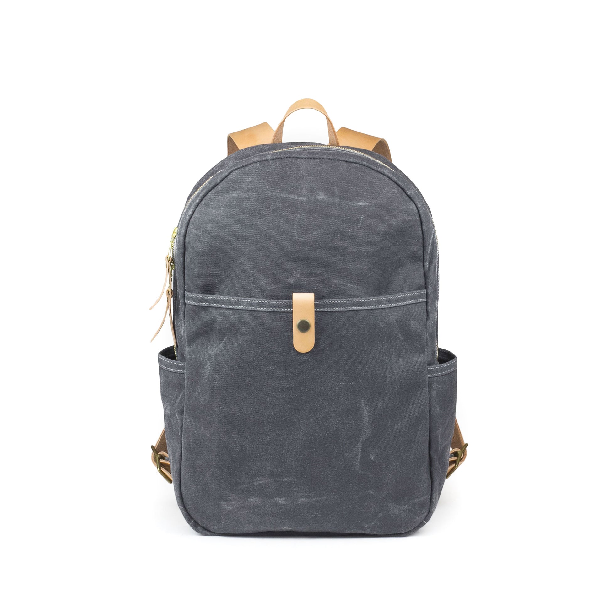 Tonino Backpack Grey Waxed Canvas & Natural Leather